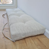 Natural Hemp Linen Bench Cushion with Ties Custom Made filled organic Hemp Fiber in natural non dyed Linen Fabric Window Bench Mudroom cushions
