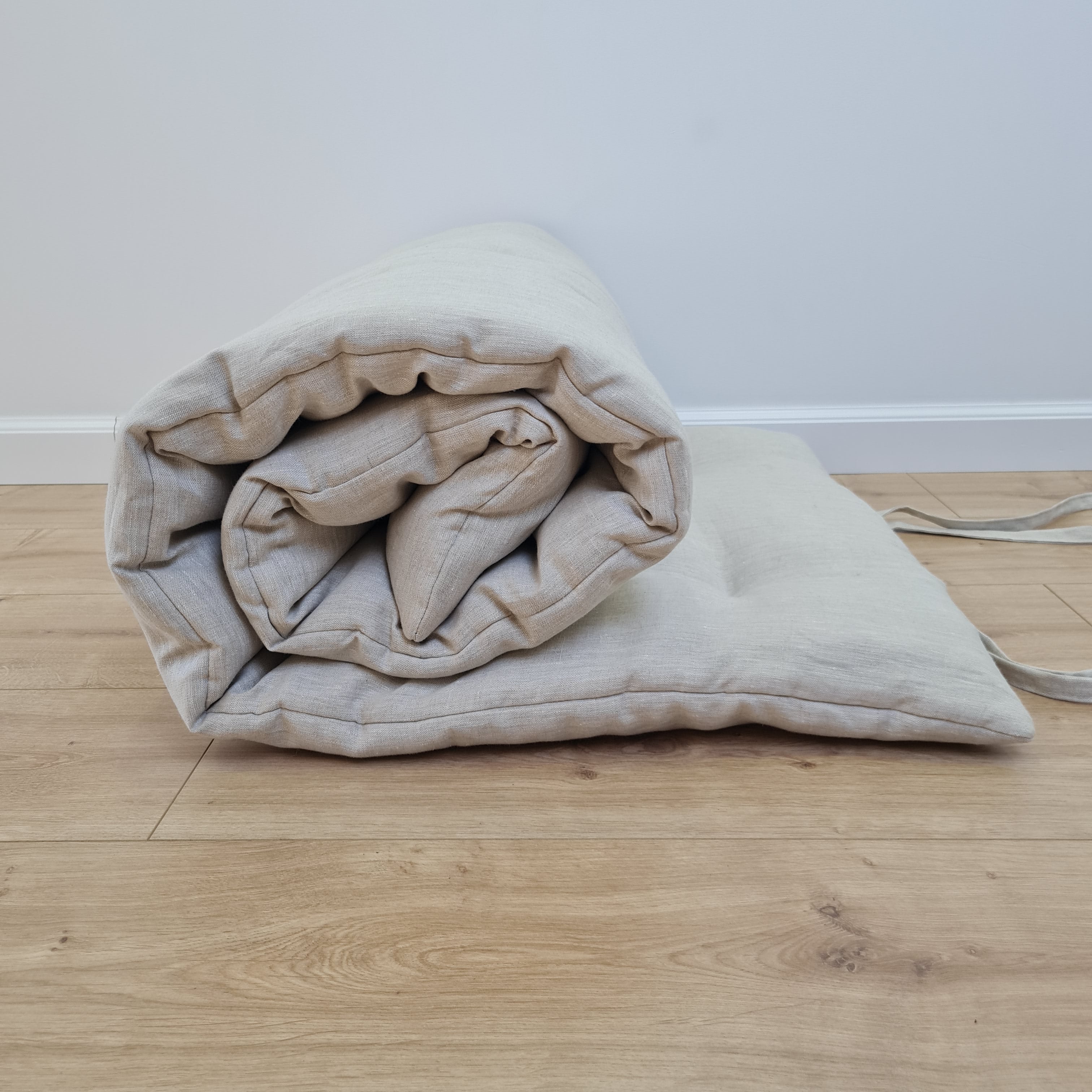 HEMP Linen Topper Protector  1.2” (3 cm) thick filled organic hemp fiber filler Shikibuton Mat in Linen fabric Custom Size Hand made
