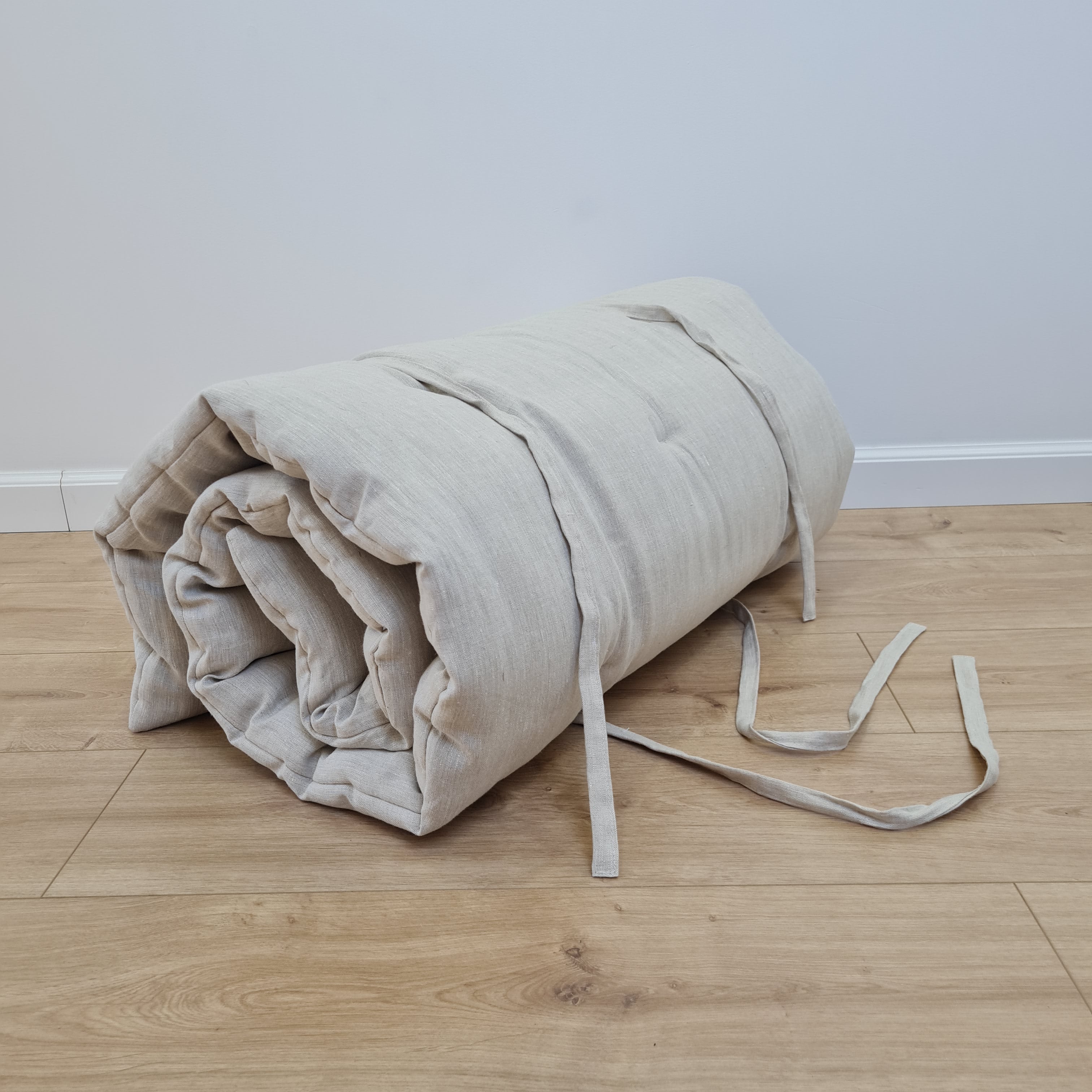 HEMP Linen Topper Protector  1.2” (3 cm) thick filled organic hemp fiber filler Shikibuton Mat in Linen fabric Custom Size Hand made