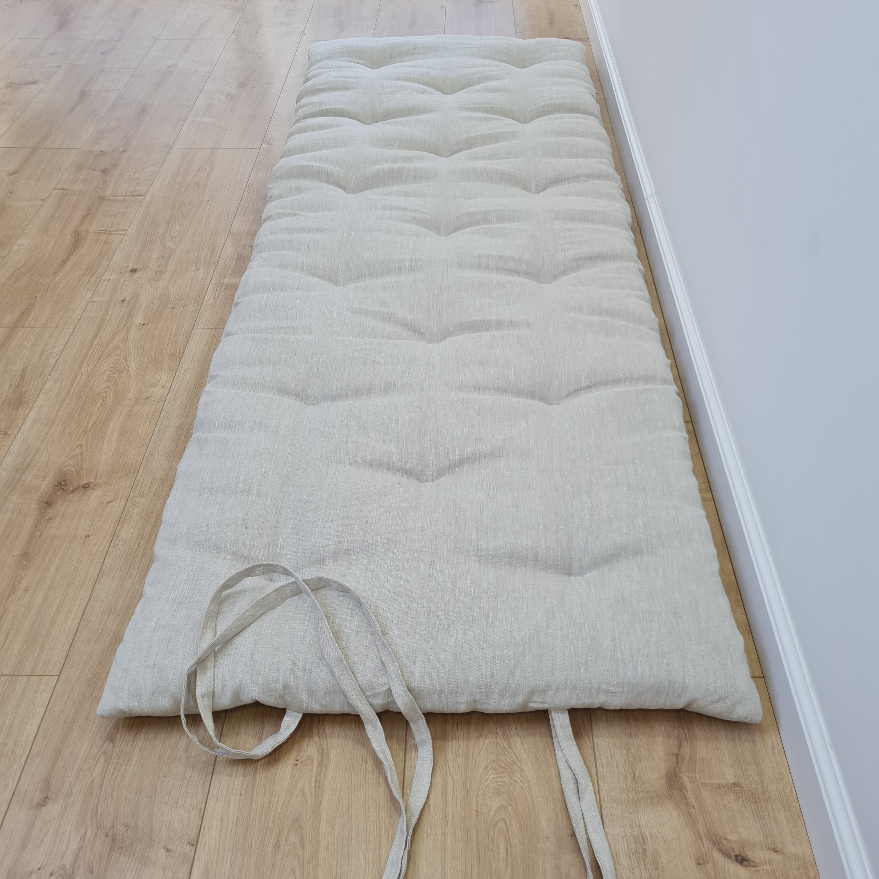 26.5" x 72" (67 x 183 cm) HEMP Linen Topper Protector 1.2” (3 cm) thick filled organic hemp fiber filler Shikibuton Mat in Linen fabric