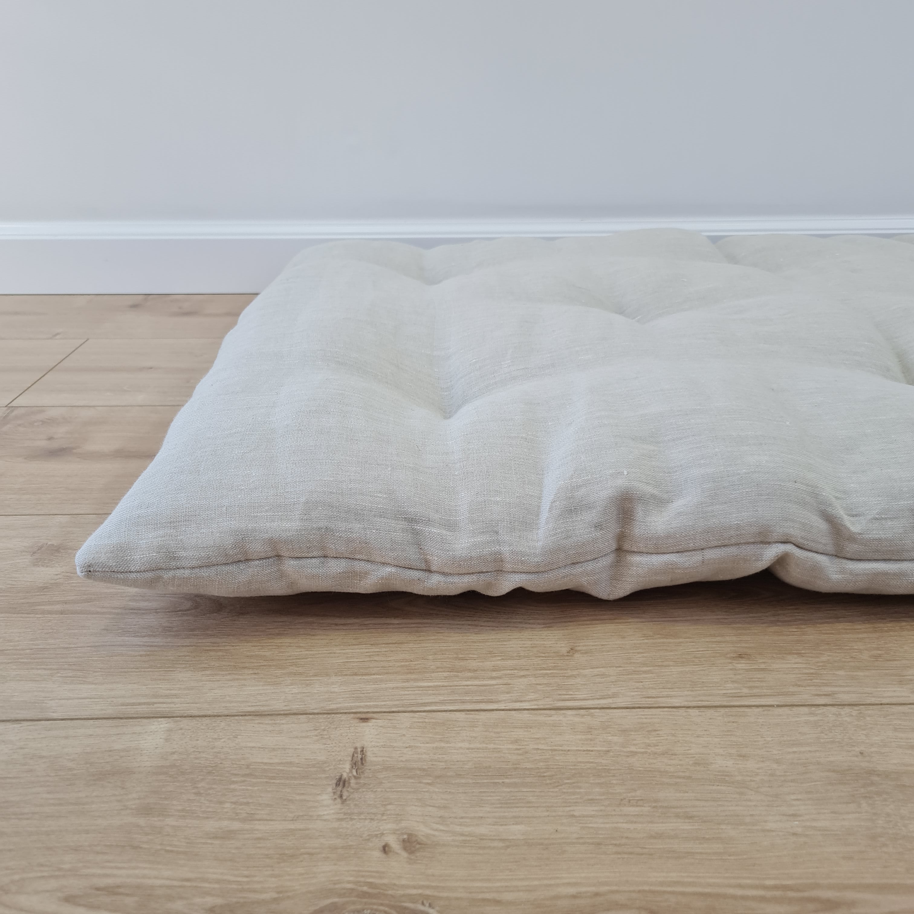 HEMP Linen Topper Protector  1.2” (3 cm) thick filled organic hemp fiber filler Shikibuton Mat in Linen fabric Custom Size Hand made