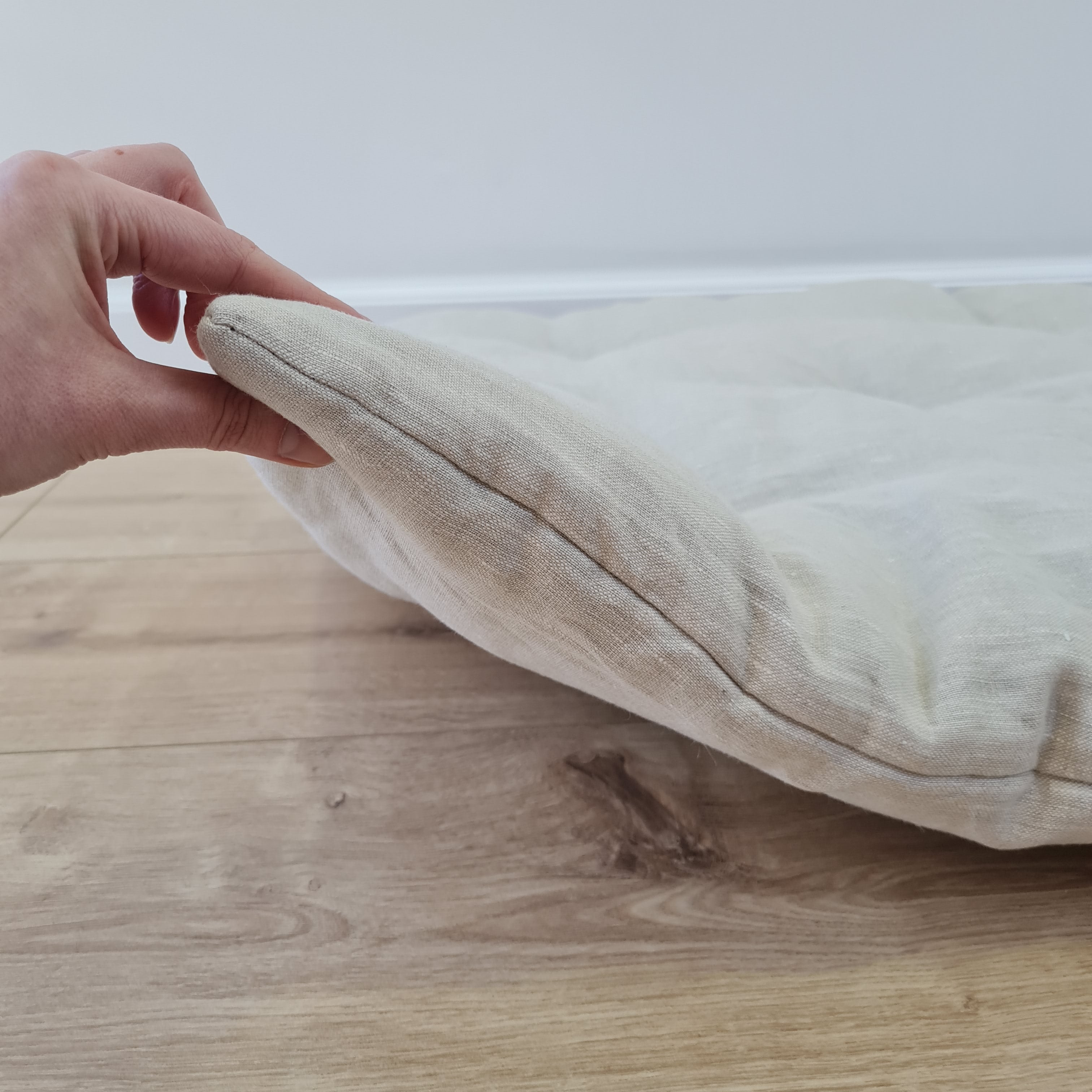 HEMP Linen Topper Protector  1.2” (3 cm) thick filled organic hemp fiber filler Shikibuton Mat in Linen fabric Custom Size Hand made
