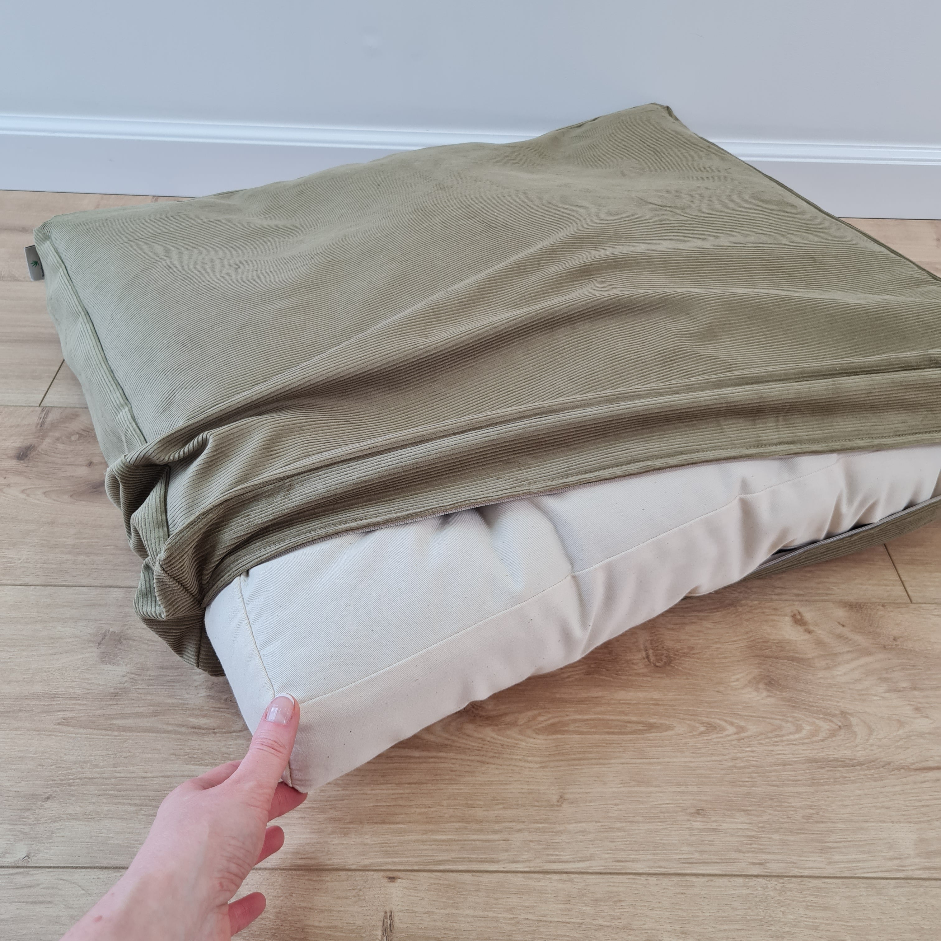 Hemp Pet Mat Pad Cushion Removable Washable Cotton Cover Organic Hemp Fiber Filler in Natural Cotton Fabric Padded Dog