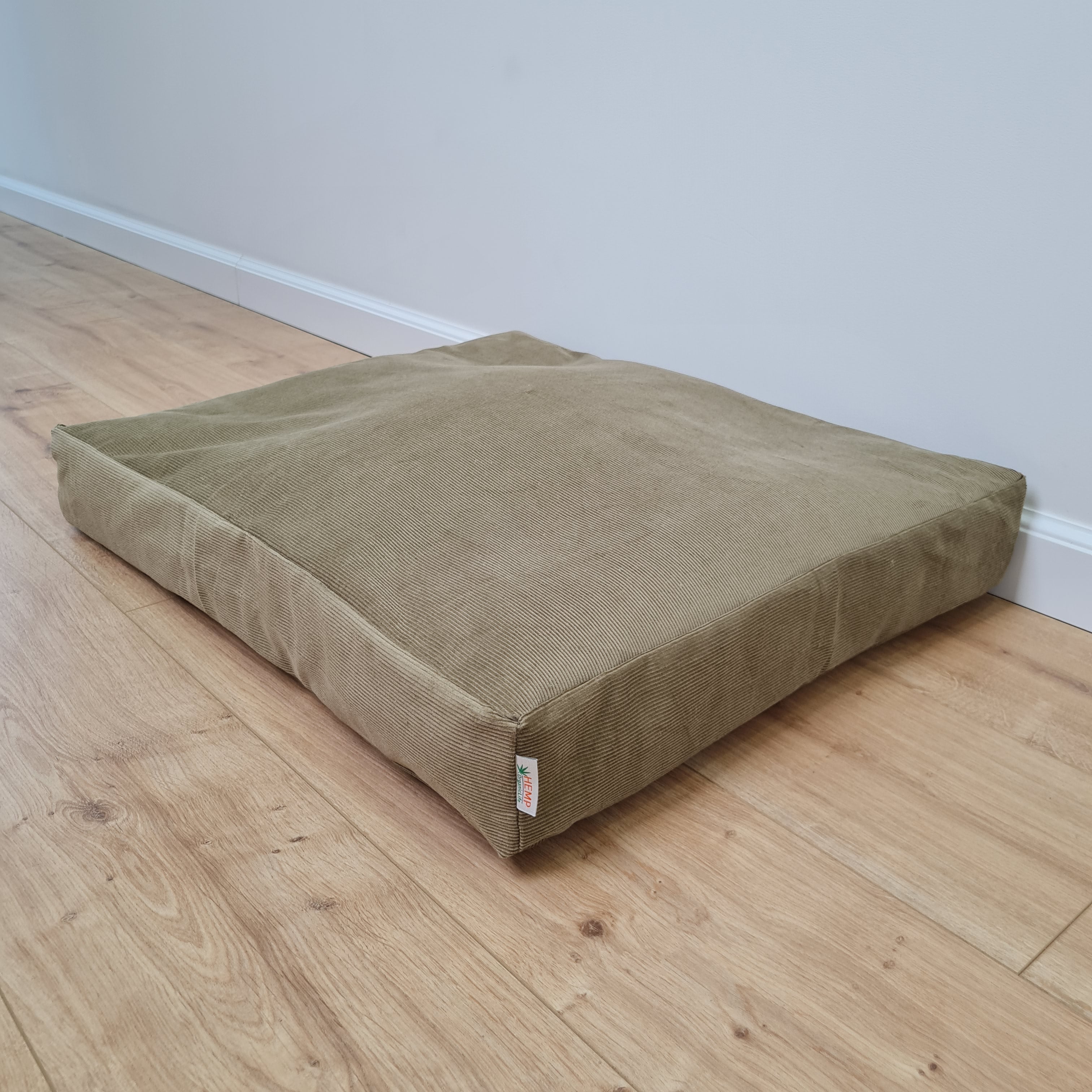Hemp Pet Mat Pad Cushion Removable Washable Cotton Cover Organic Hemp Fiber Filler in Natural Cotton Fabric Padded Dog