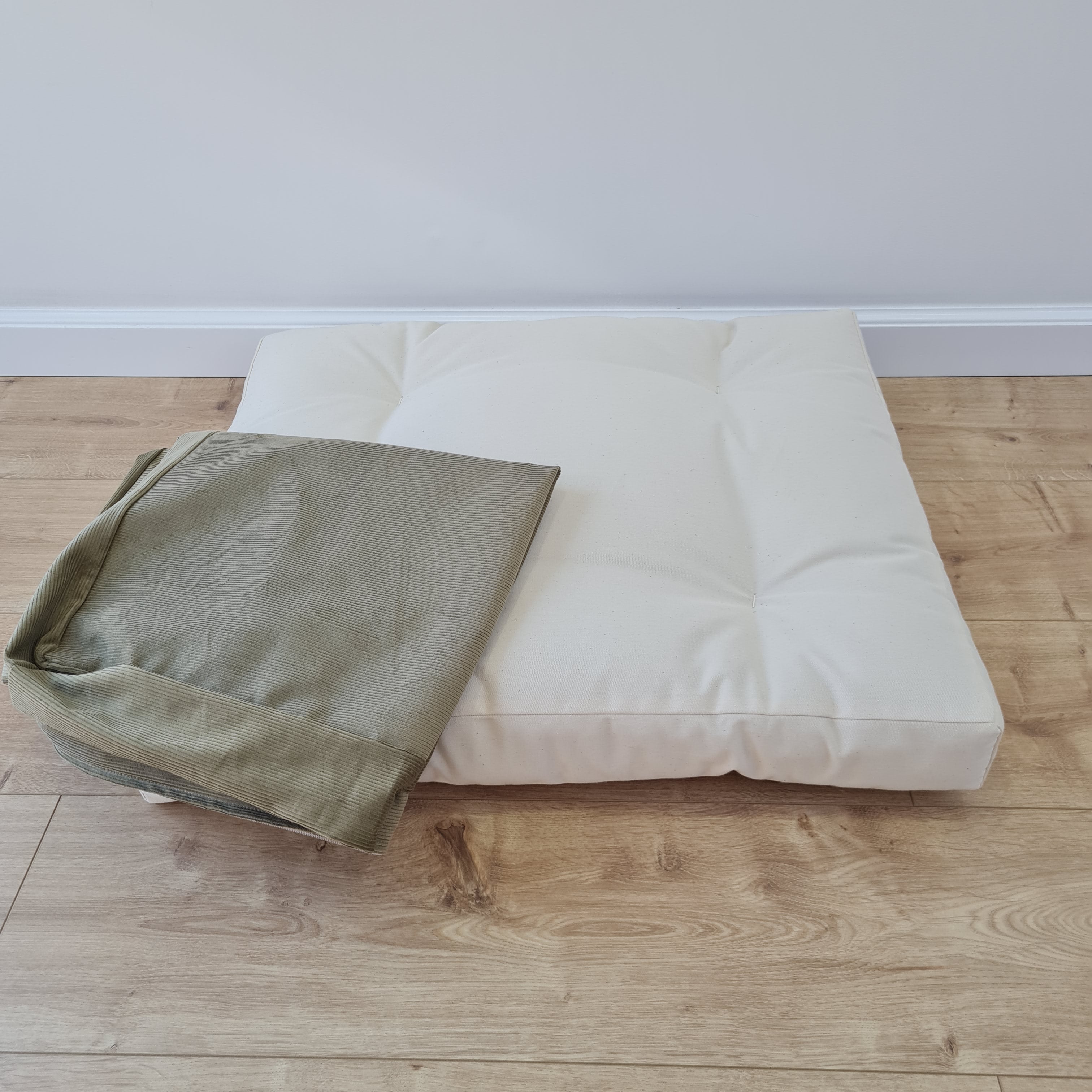 Hemp Pet Mat Pad Cushion Removable Washable Cotton Cover Organic Hemp Fiber Filler in Natural Cotton Fabric Padded Dog