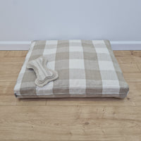 Natural Hemp Pet Mat Pad Cushion Removable Washable Hemp Cover Organic Hemp Fiber Filler in Natural non-dyed Linen Fabric