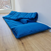 Kindergarten Hemp Linen Sleeping Bag with Pillow School Nap Mat Kids Organic Hemp Fiber Filling in blue Linen Fabric, Custom made