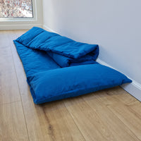 Kindergarten Hemp Linen Sleeping Bag with Pillow School Nap Mat Kids Organic Hemp Fiber Filling in blue Linen Fabric, Custom made