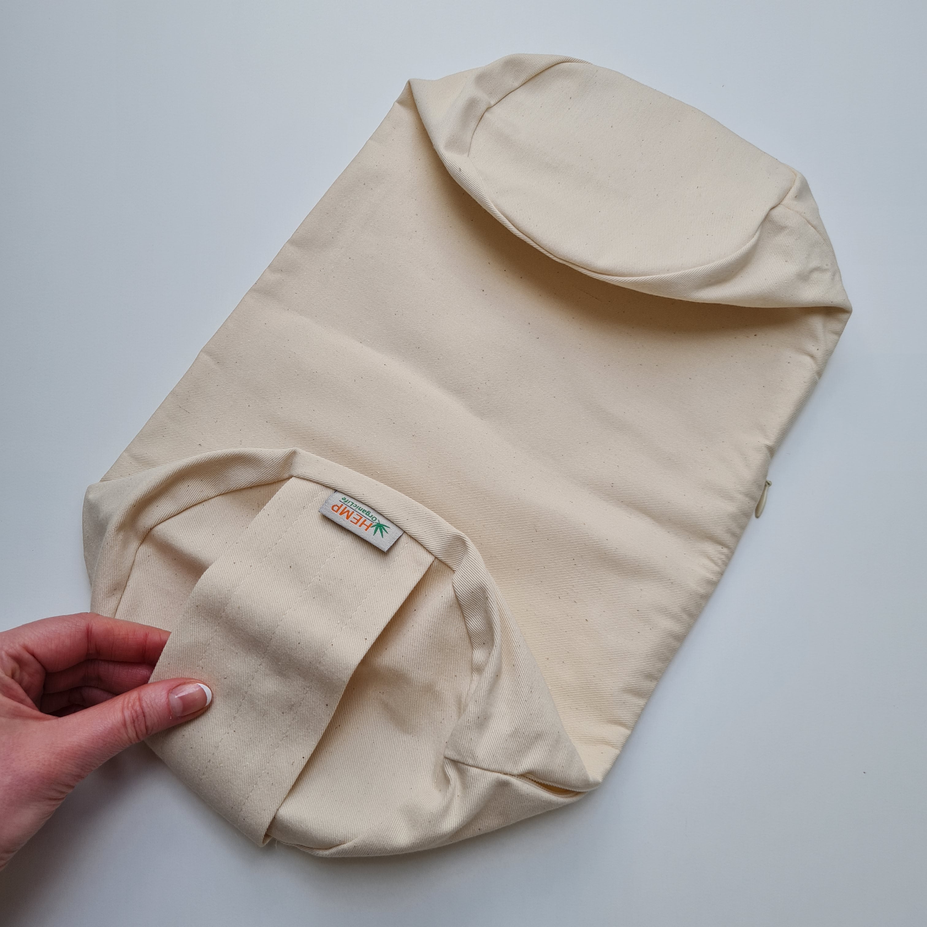 Cover for round Meditation Bolster cushion with handle Natural Cotton fabric WITHOUT Filler