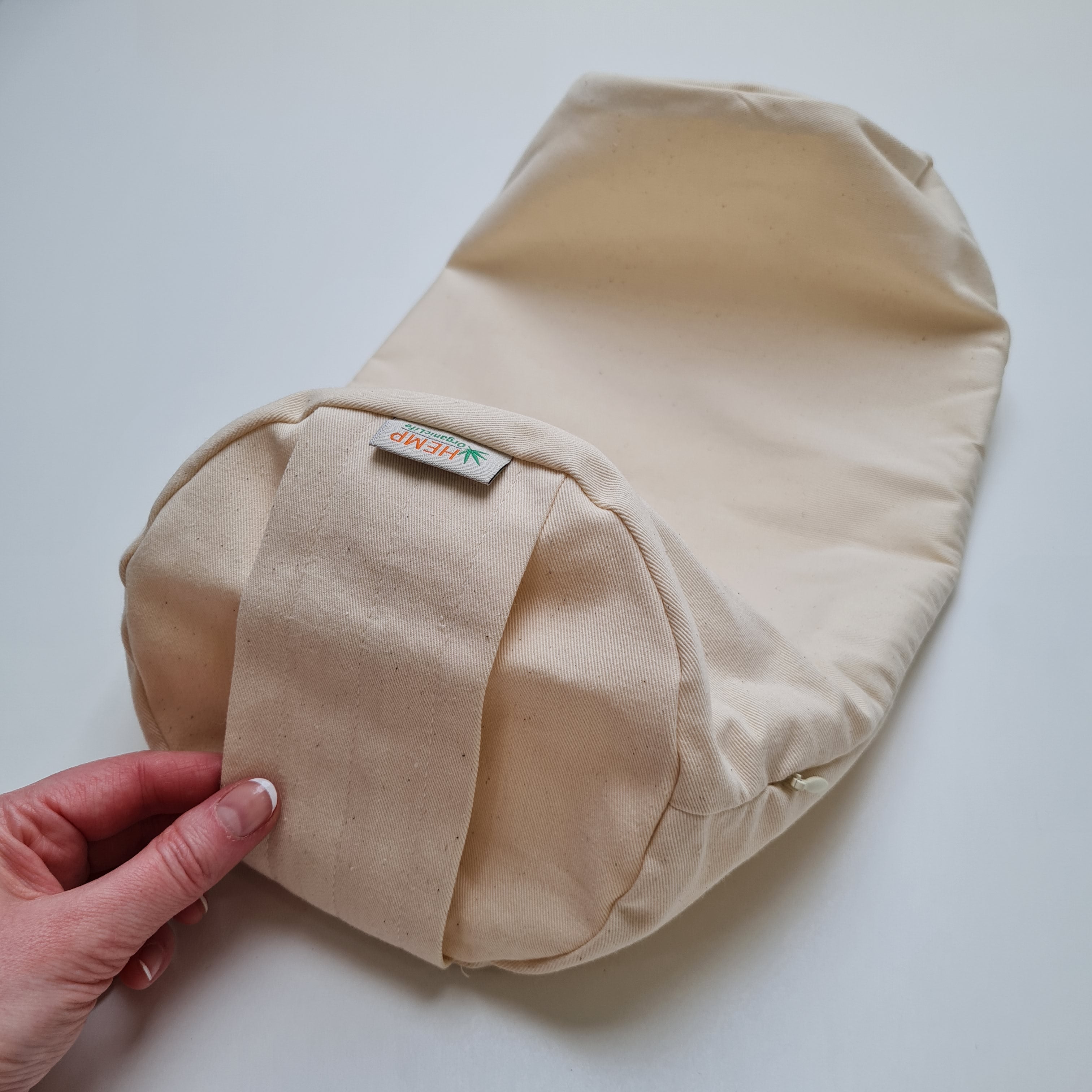 Cover for round Meditation Bolster cushion with handle Natural Cotton fabric WITHOUT Filler