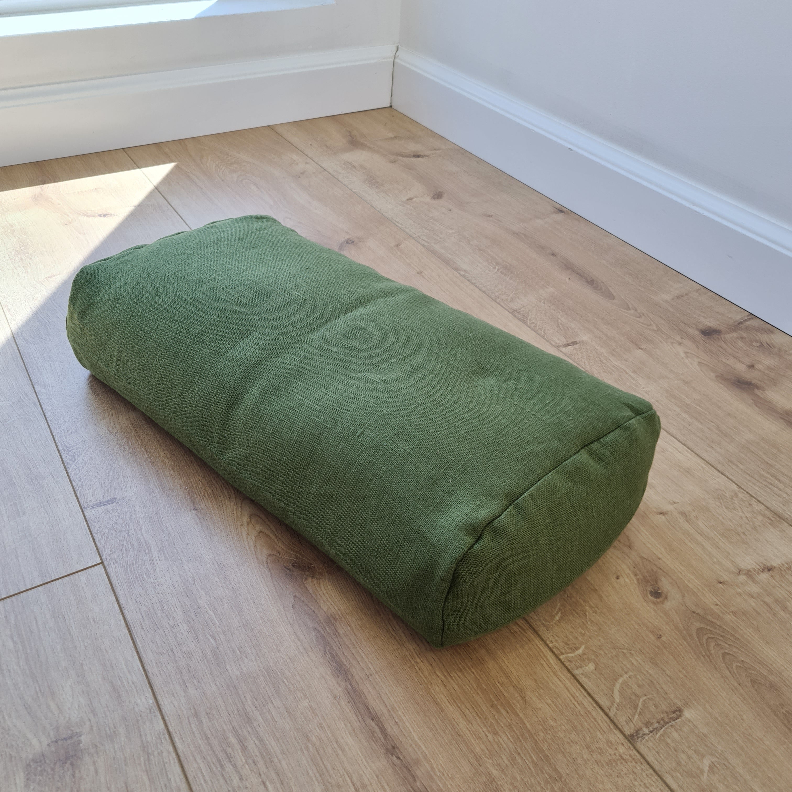 Bolster with Buckwheat hulls Linen fabric yoga pillow Meditation pillow knee pillow