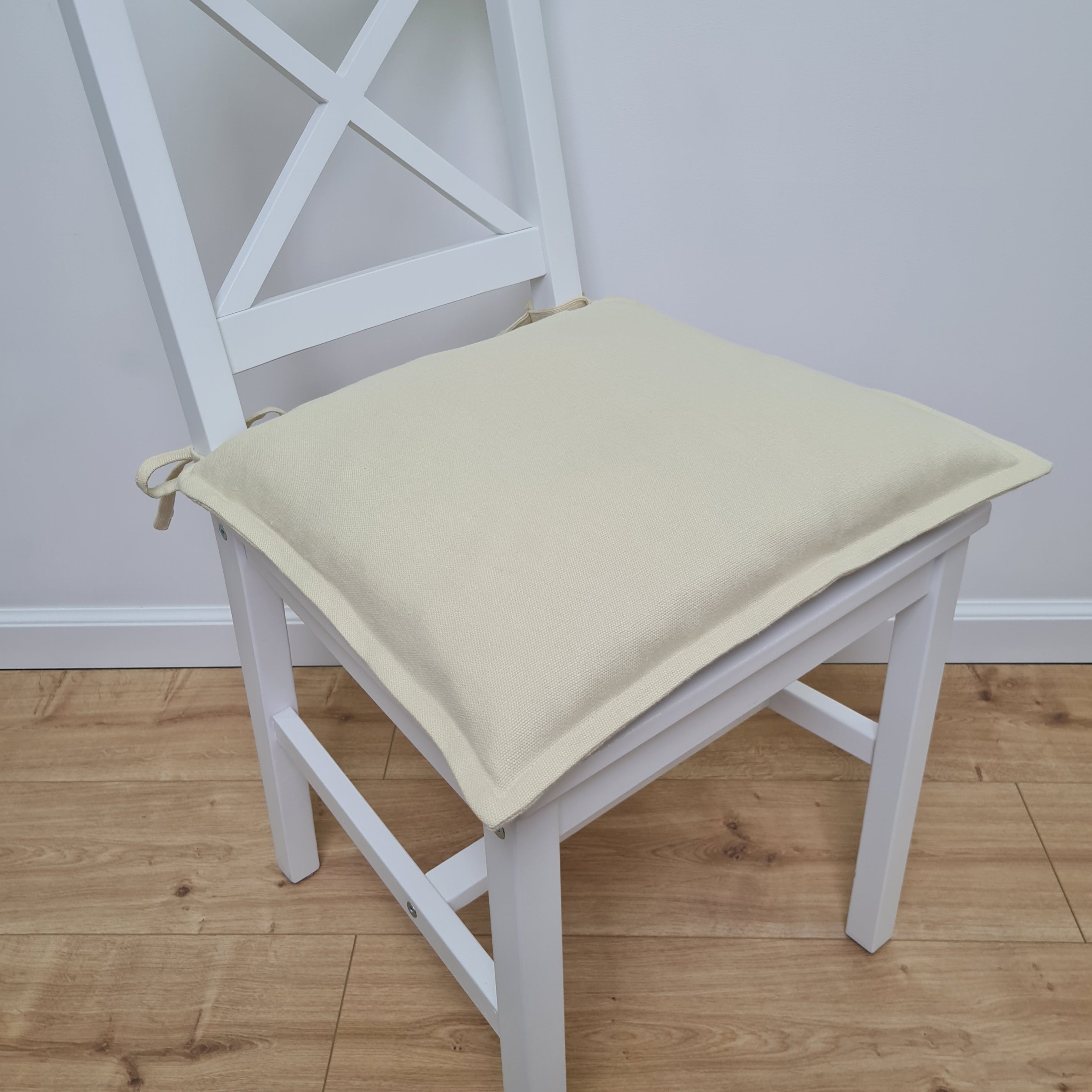 Hemp Linen Chair seat cushion for chair with ties filled organic hemp fiber with removable covers in natural light yellow linen fabric