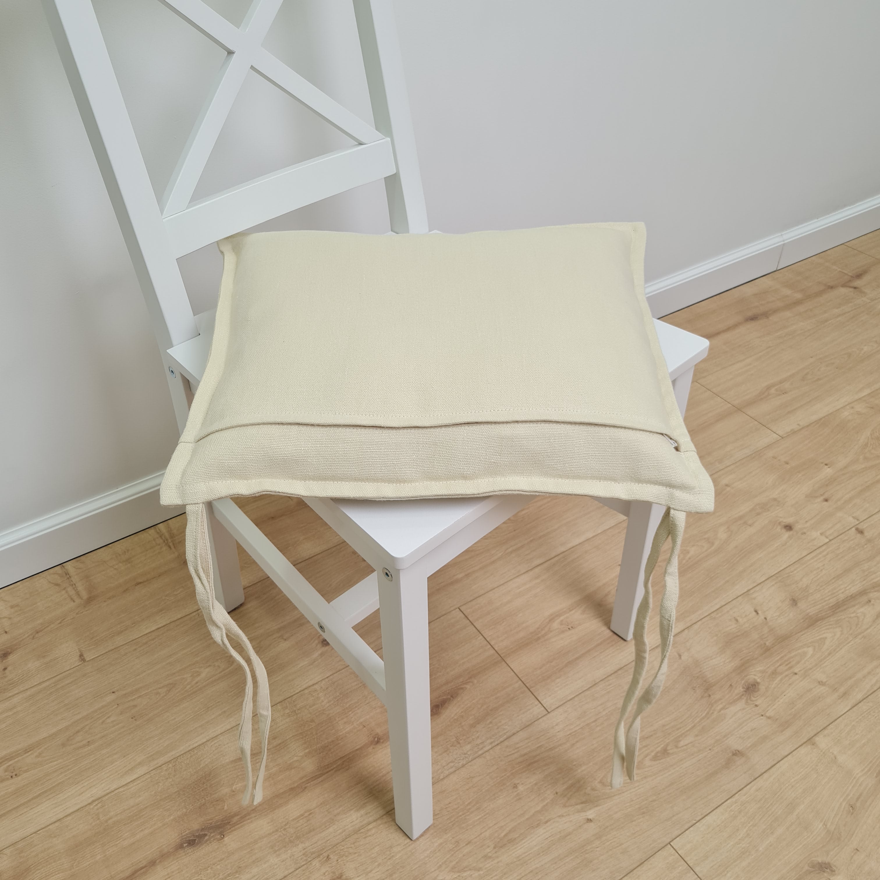 Hemp Linen Chair seat cushion for chair with ties filled organic hemp fiber with removable covers in natural light yellow linen fabric