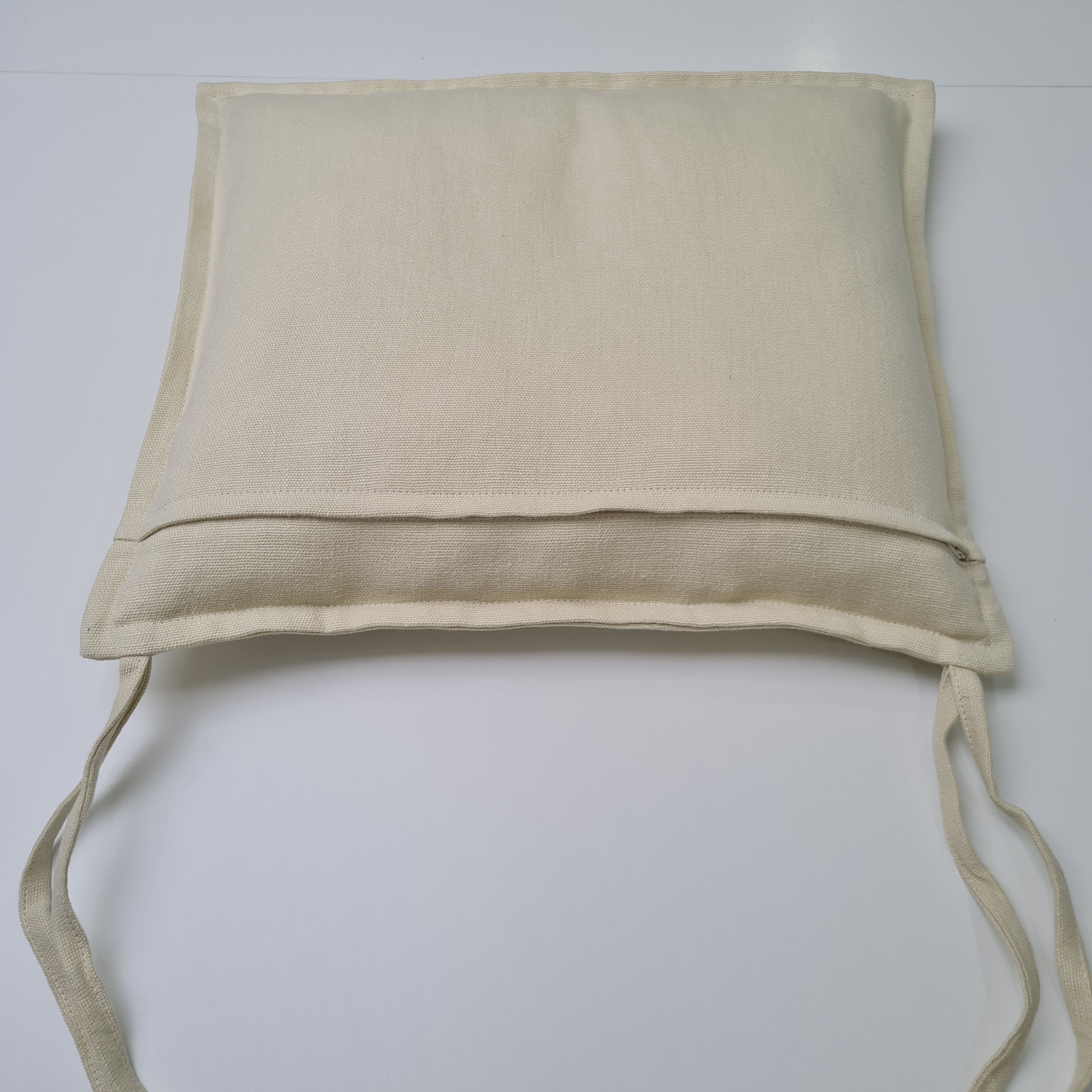 Hemp Linen Chair seat cushion for chair with ties filled organic hemp fiber with removable covers in natural light yellow linen fabric