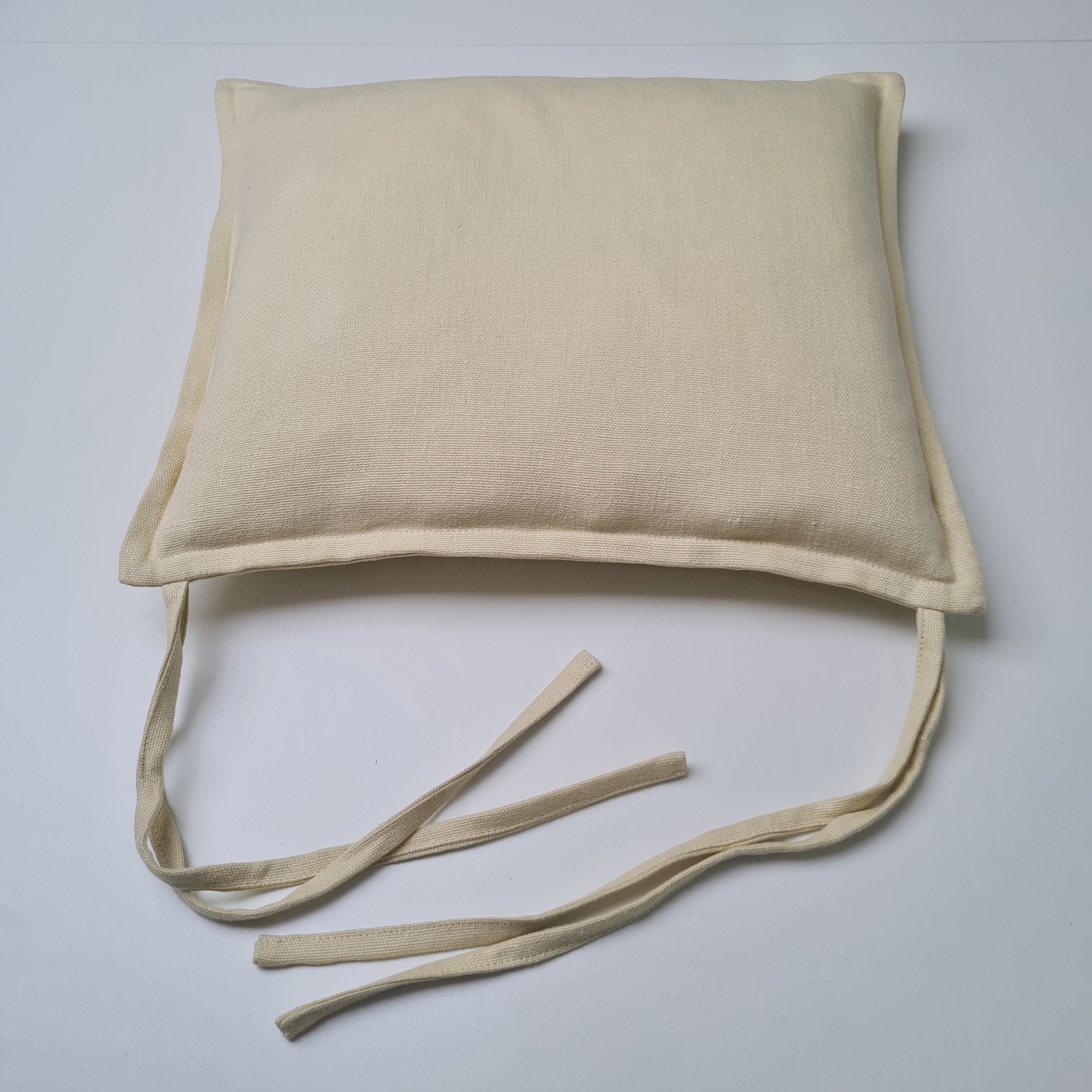 Hemp Linen Chair seat cushion for chair with ties filled organic hemp fiber with removable covers in natural light yellow linen fabric
