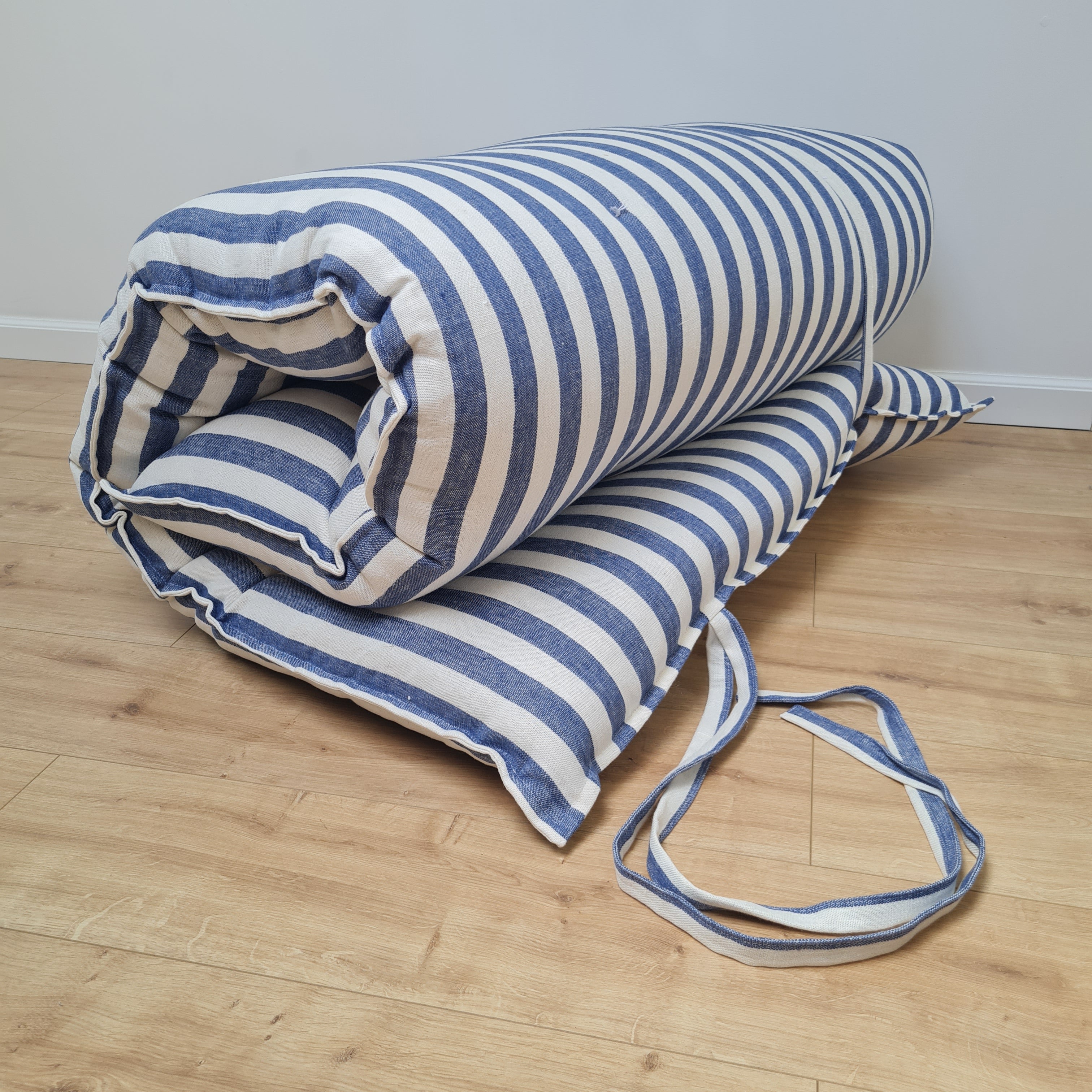 HEMP Shikibuton mat Shiki futon 3” thick filled organic Hemp fiber in natural linen fabric Custom Size Hand made topper with ties