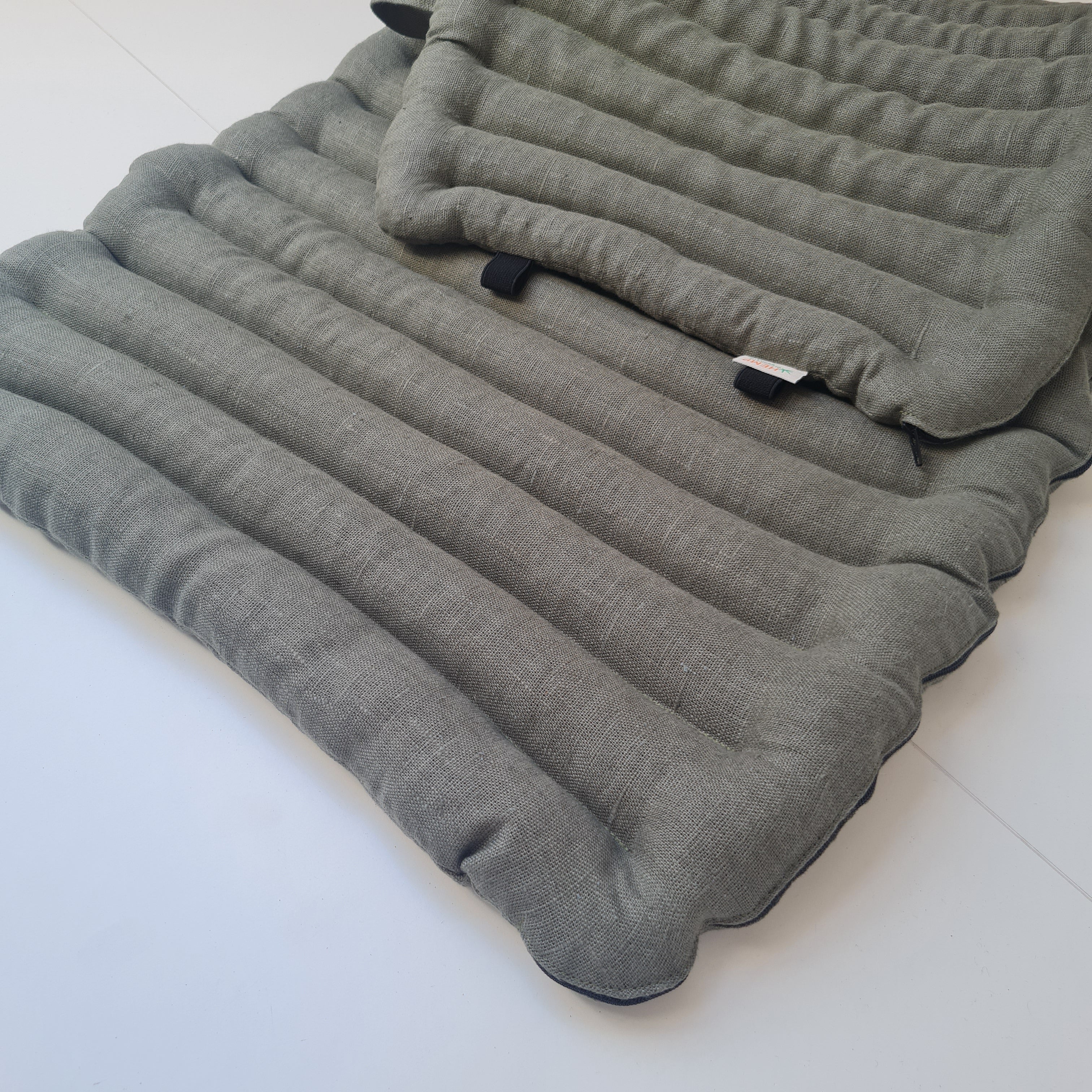Linen Car Seat Cover "Fern" filled Organic Buckwheat Hulls in Linen 100% Fabric Car Cover Massage Organic Eco-friendly Hand Made