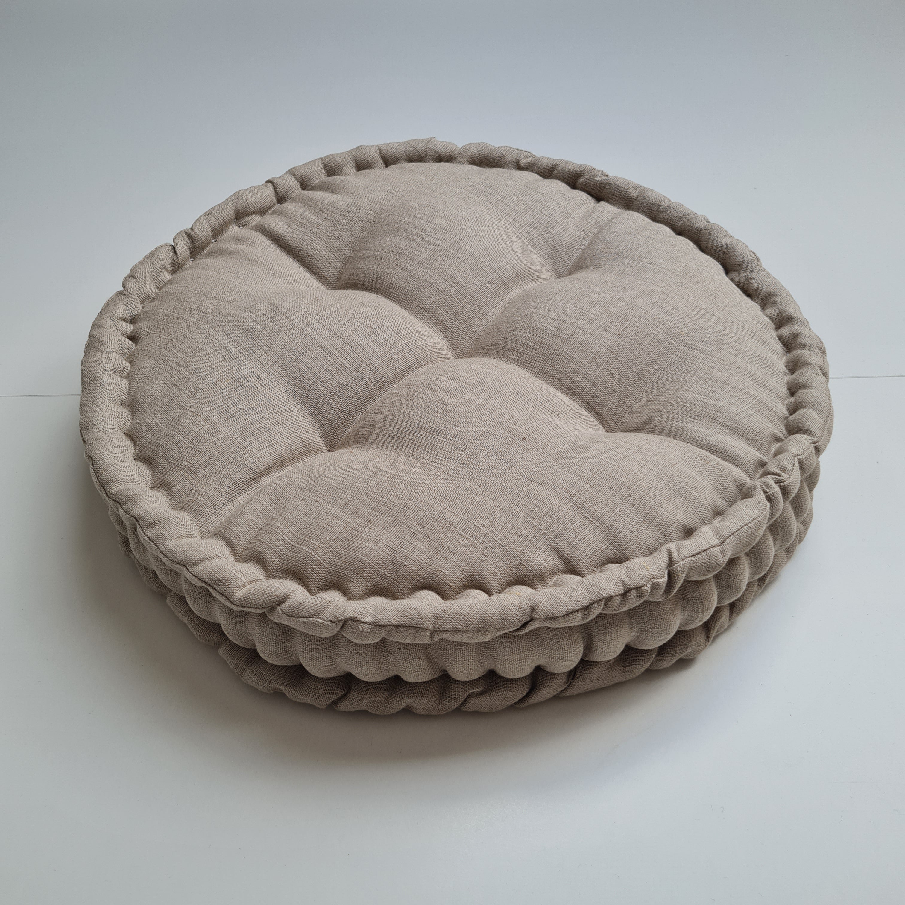 D16.5" (42 cm) Round Hemp Cushion filled Hemp Fiber in natural Linen fabric organic Floor Chair cushion Meditation pillow