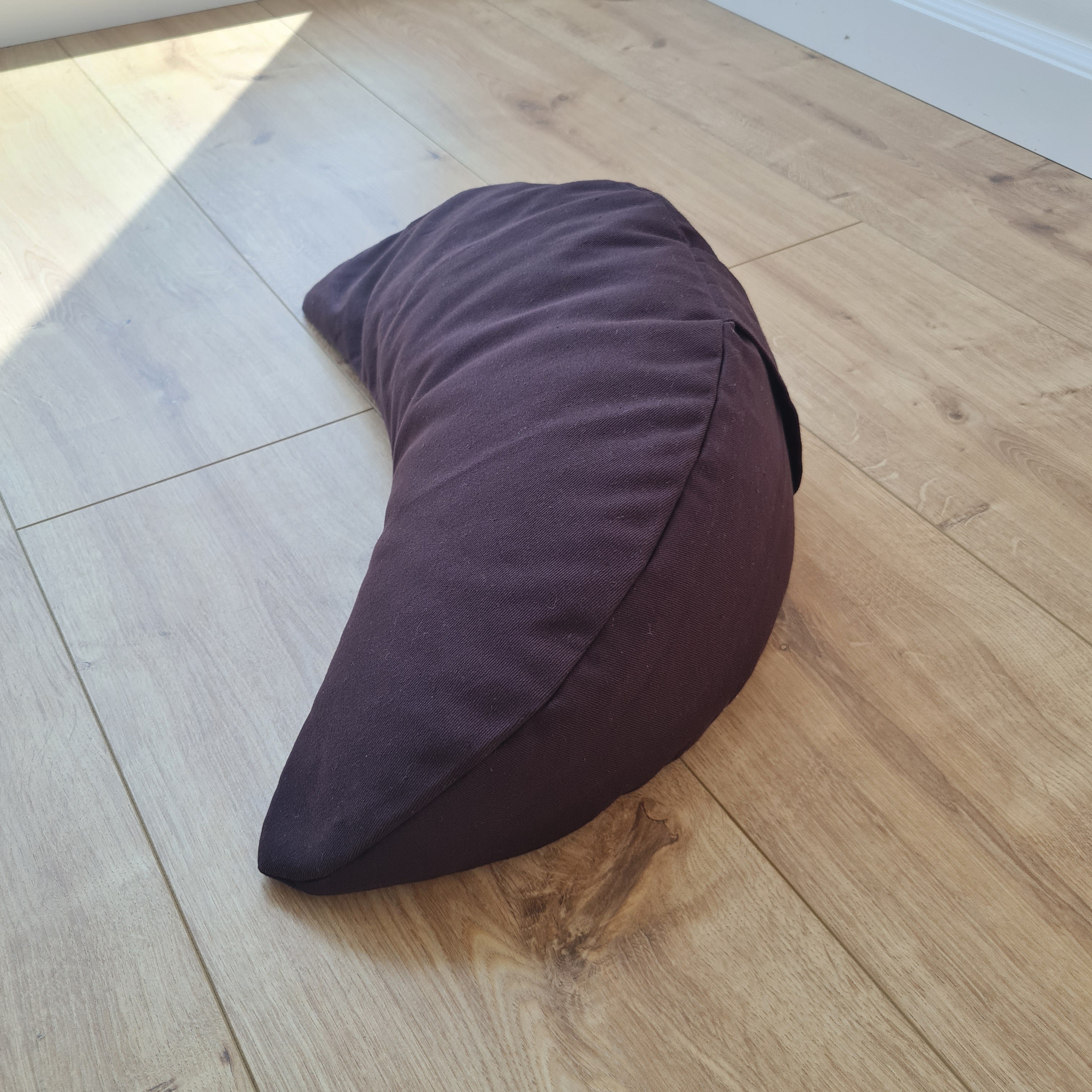 Cotton Meditation Cresсent cushion filled with buckwheat hulls