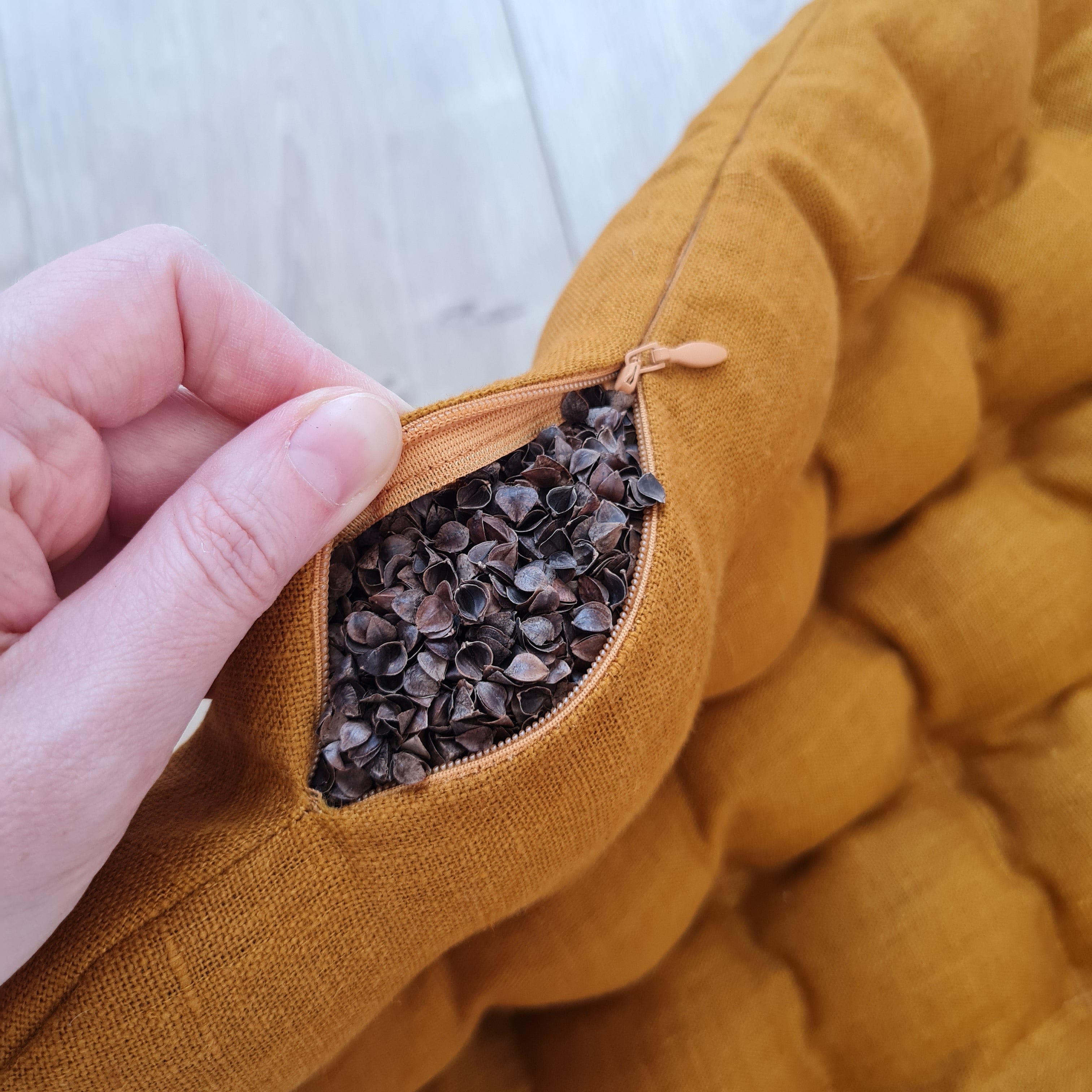 Linen Buckwheat floor cushion Zabuton Organic pillow buckwheat hulls / pillow seat/Meditation Yoga /Natural