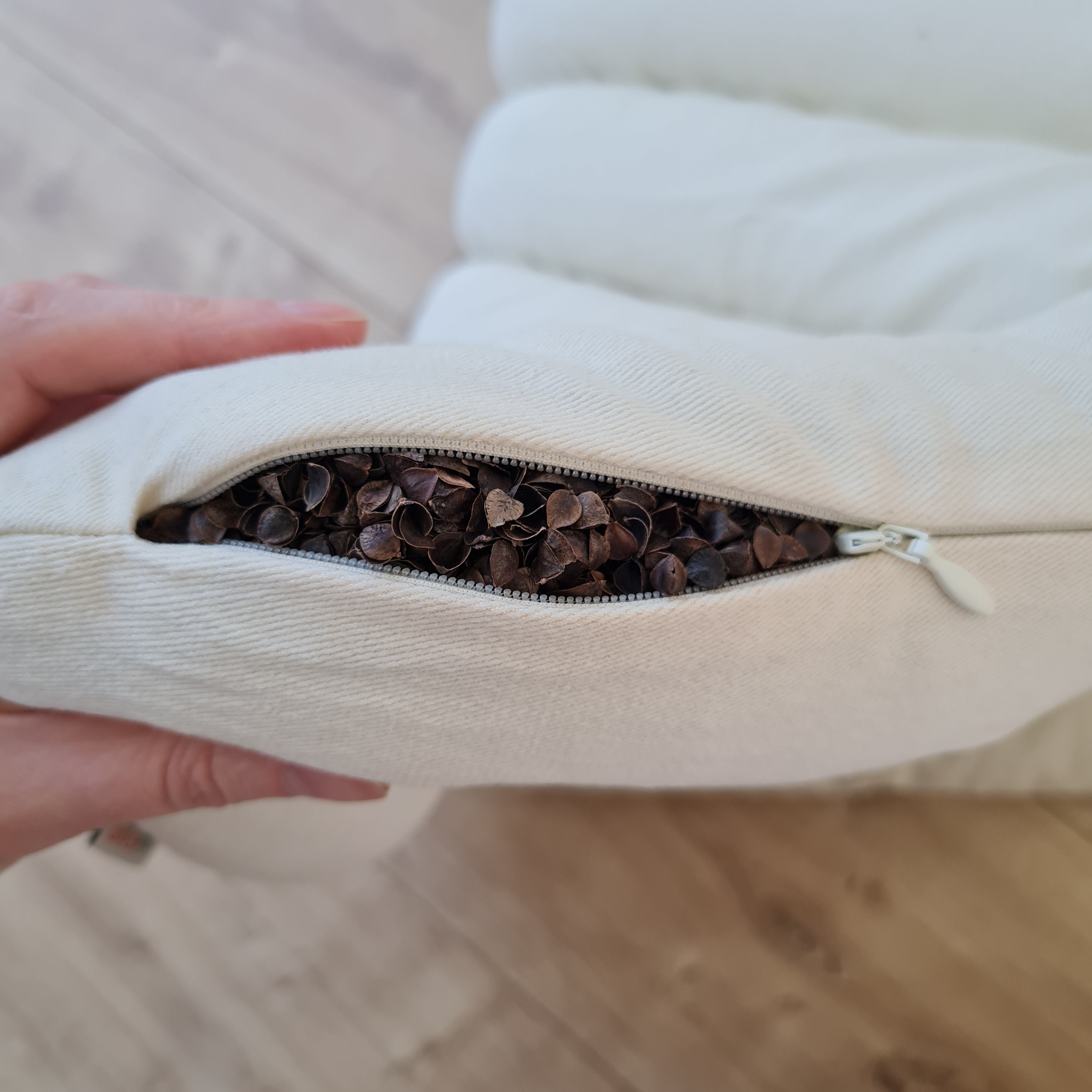 20"x33.5" (50x85 cm) Linen Mat filled Buckwheat hulls in non-dyed cotton fabric Floor Cushion /Meditation pillow for Yoga studio/ Zabuton