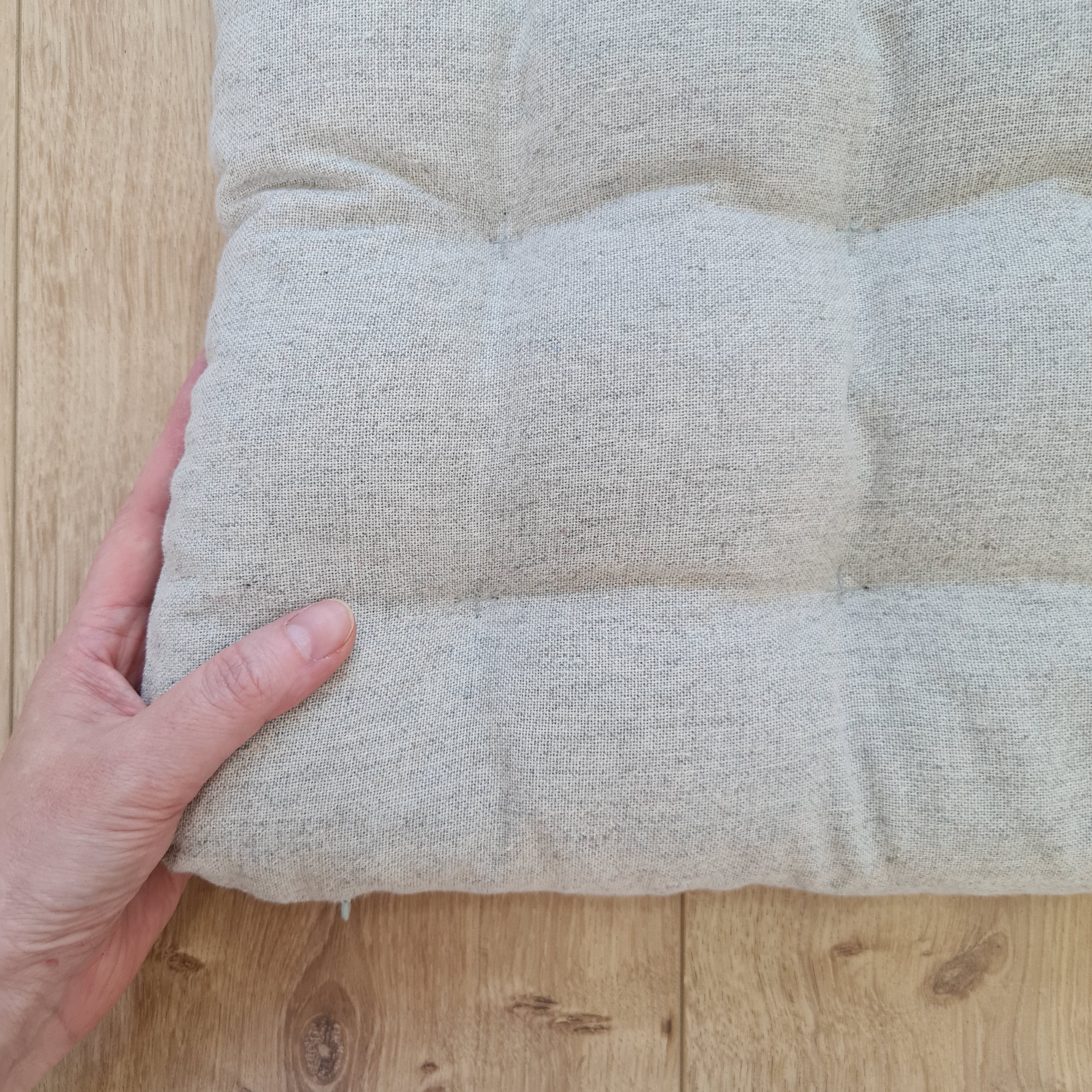 24" x 43" (60x110cm) Natural HEMP floor topper filled organic buckwheat hulls filling yoga mat multi chamber futon in hemp fabric