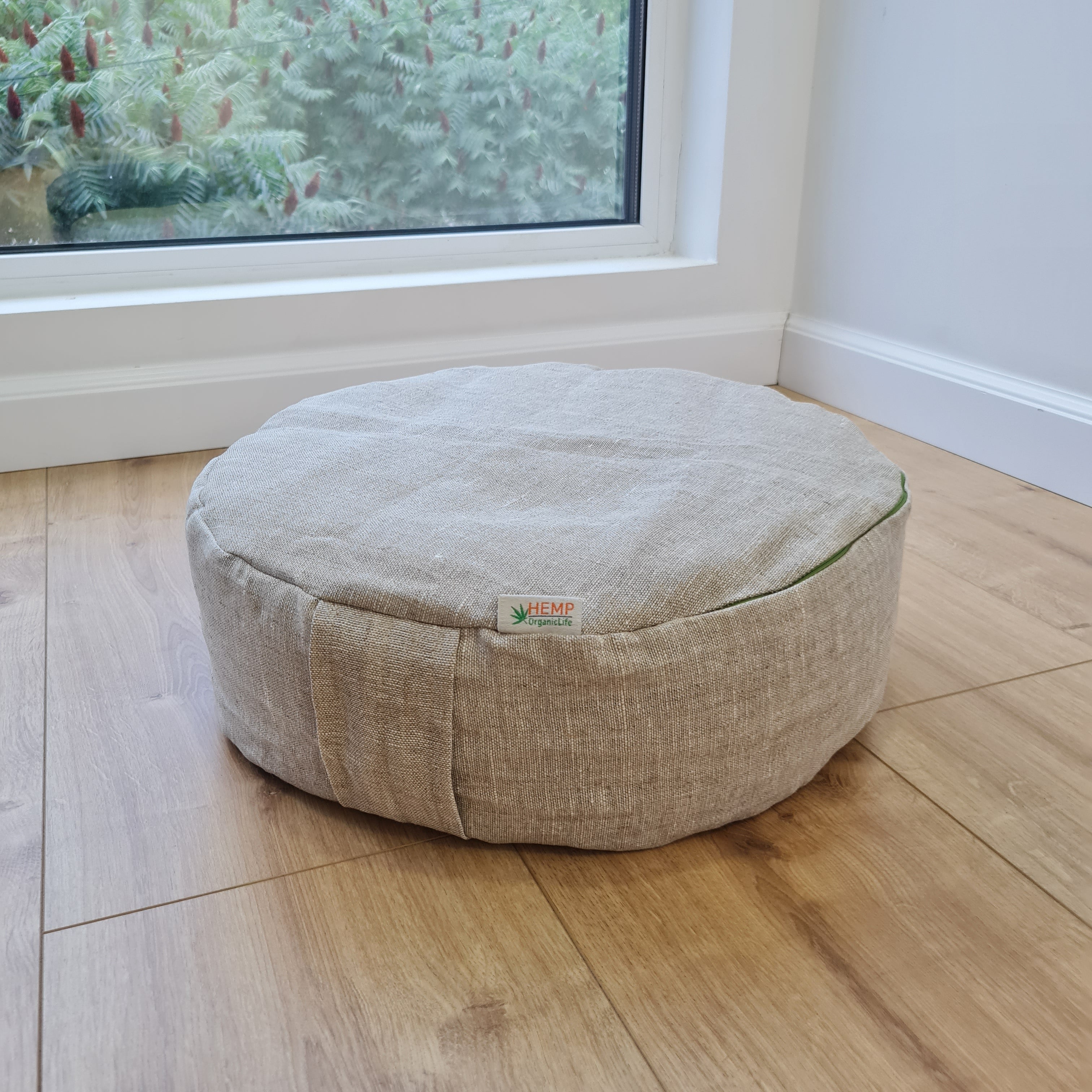Zafu Linen floor cushion with Buckwheat hulls /Organic Meditation cushion/buckwheat