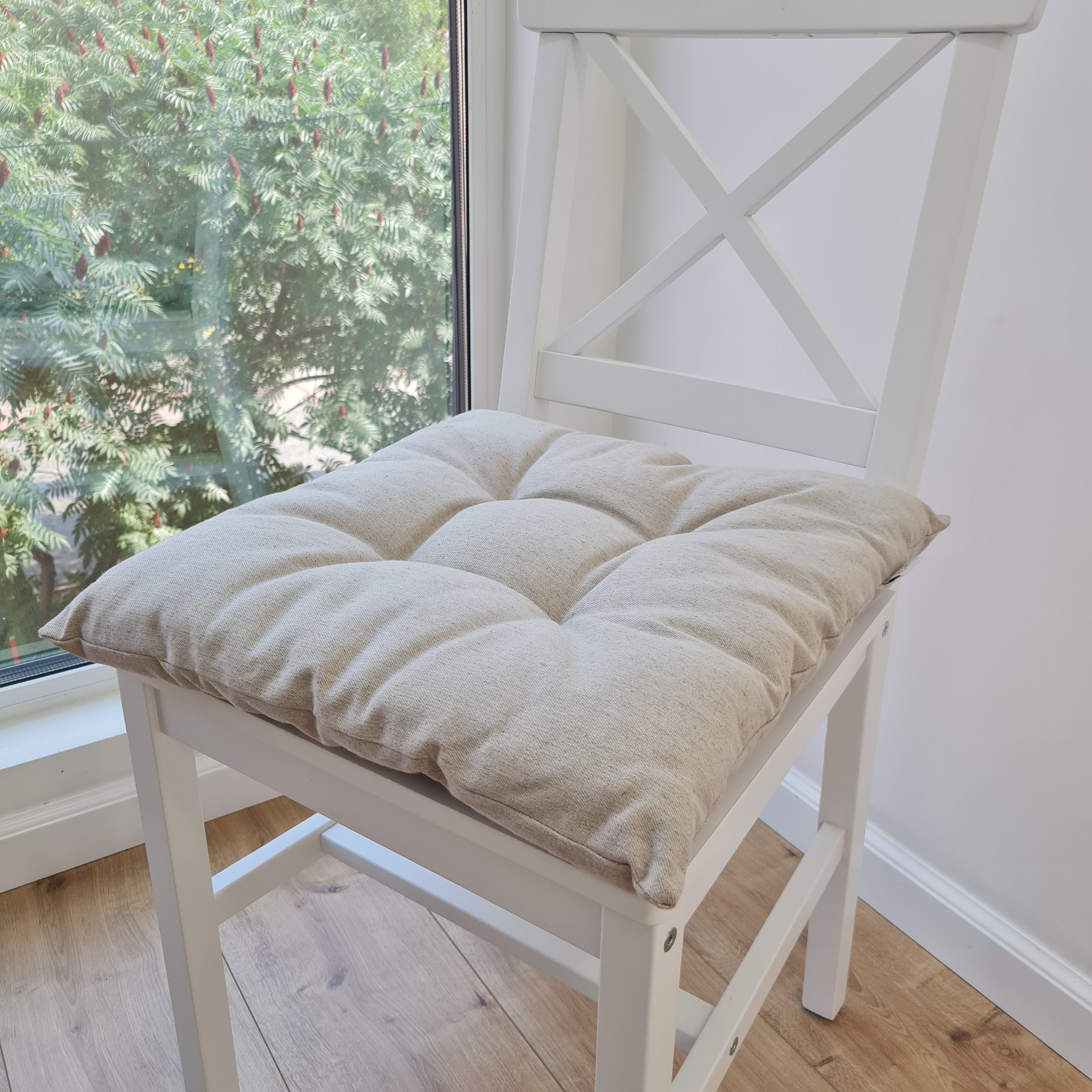 16"x16" (40x40 cm) Hemp seat cushion for chair without ties filled organic hemp fiber in Natural Linen fabric Chair Cushion Pillow seat