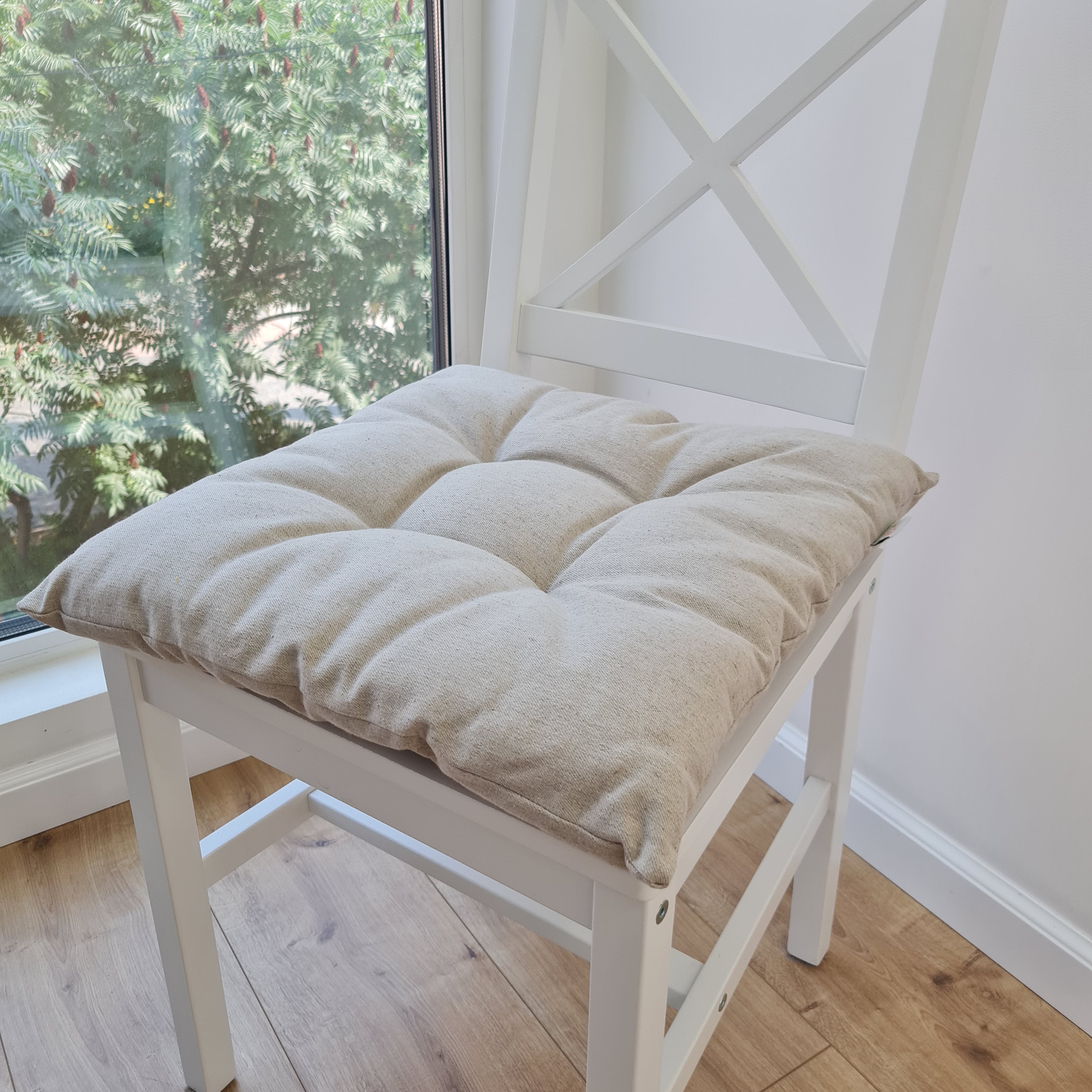 16"x16" (40x40 cm) Hemp seat cushion for chair without ties filled organic hemp fiber in Natural Linen fabric Chair Cushion Pillow seat
