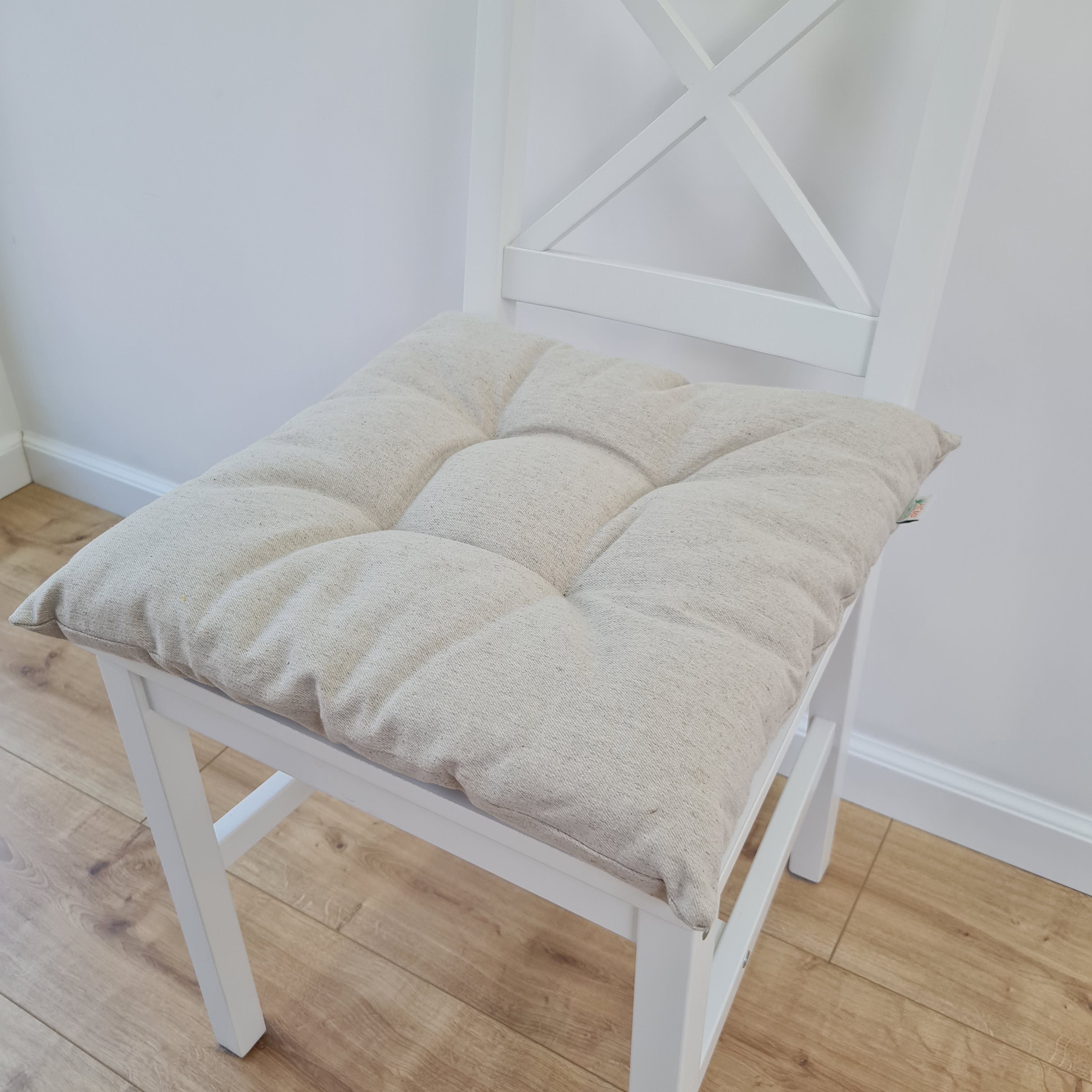 16"x16" (40x40 cm) Hemp seat cushion for chair without ties filled organic hemp fiber in Natural Linen fabric Chair Cushion Pillow seat