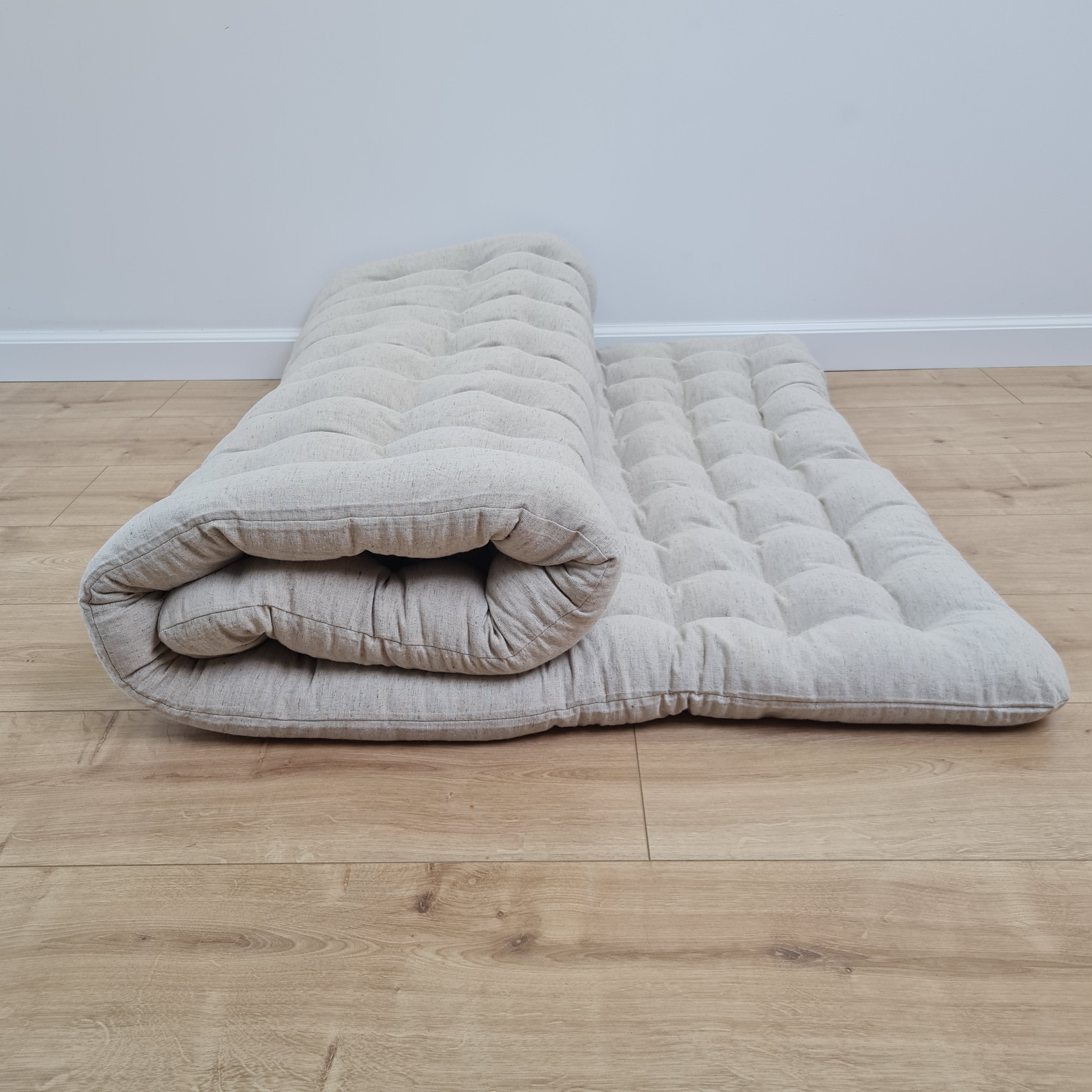 35" x 65" (90x165cm) Natural HEMP floor topper filled organic buckwheat hulls filling yoga mat multi chamber futon in hemp fabric