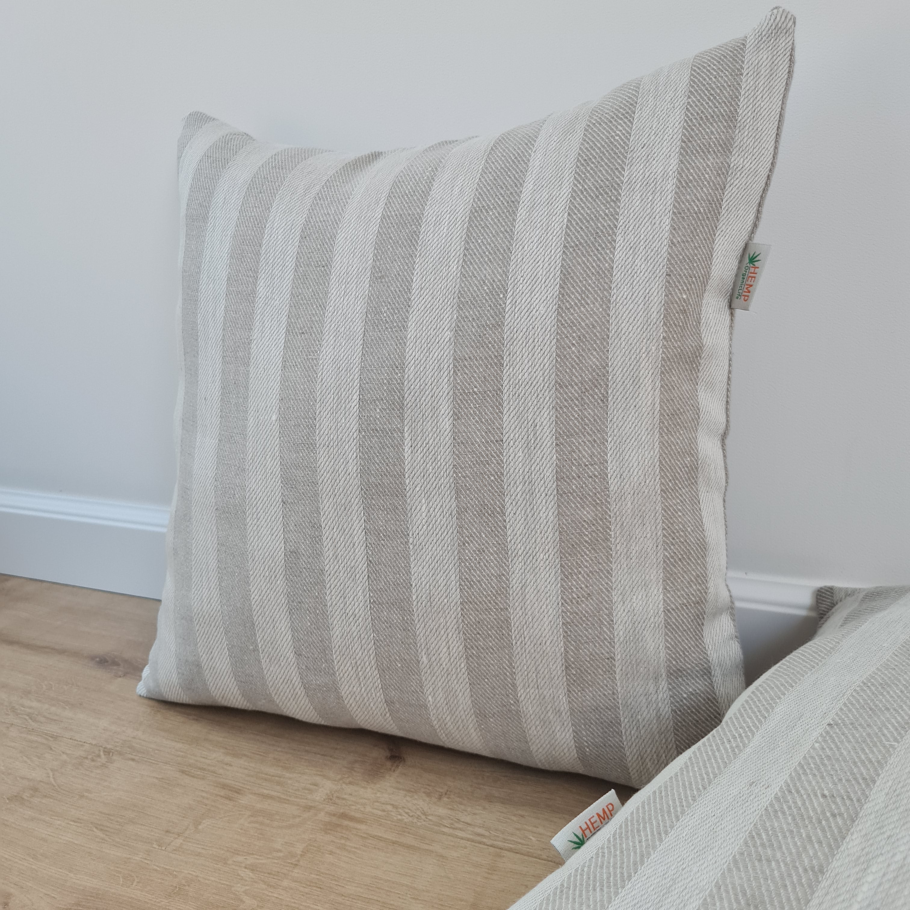 Hemp Linen Throw Pillow with Cover Filled HEMP Fiber filler in Natural Linen zipped Cover Throw Decorative Cushion