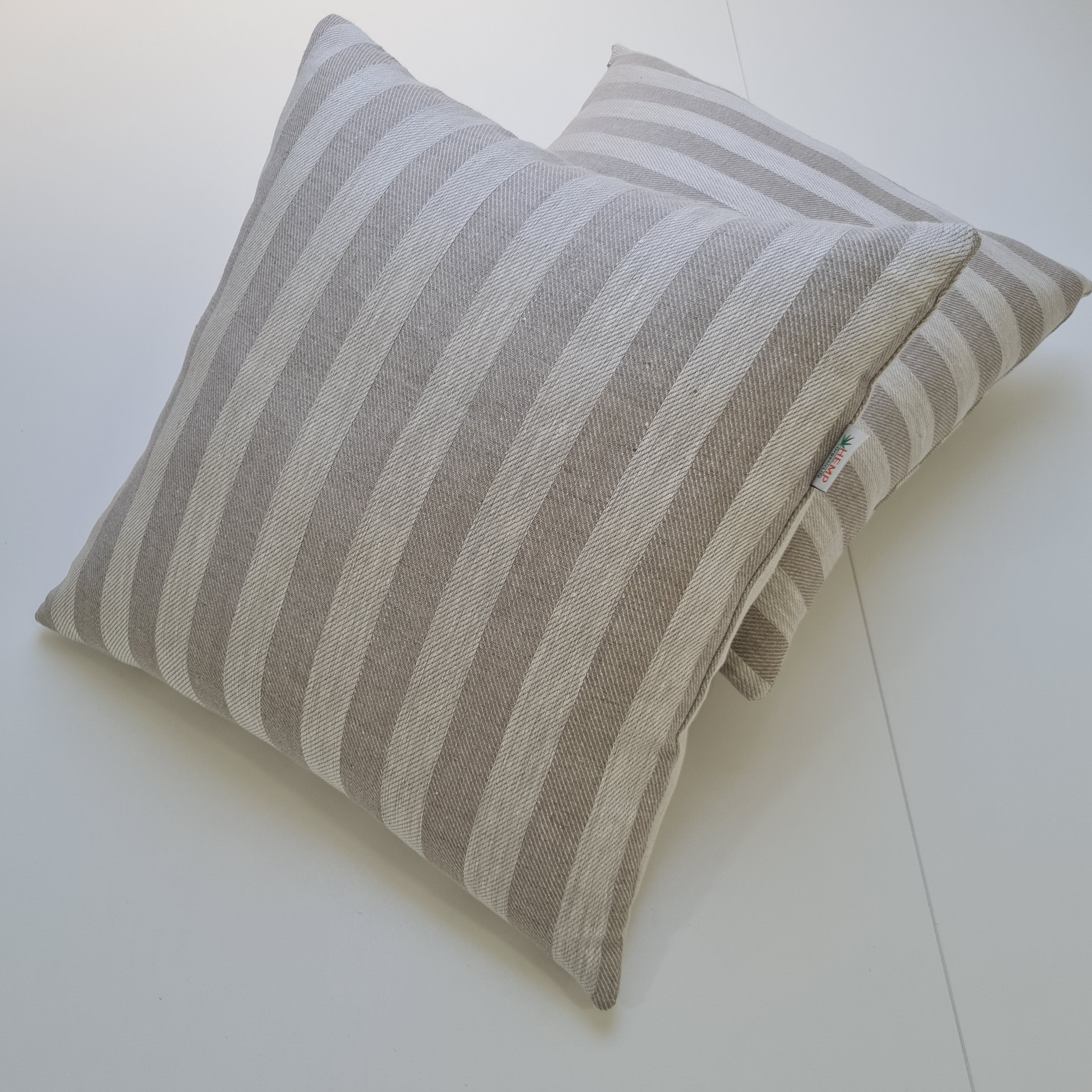 Hemp Linen Throw Pillow with Cover Filled HEMP Fiber filler in Natural Linen zipped Cover Throw Decorative Cushion