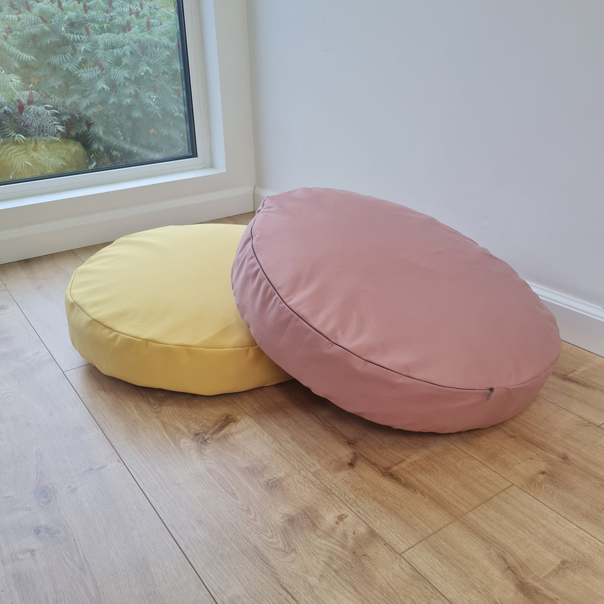 Round Hemp cotton cushion with removable cover Hemp fiber filling in cotton fabric with cotton cover Floor cushion custom made size