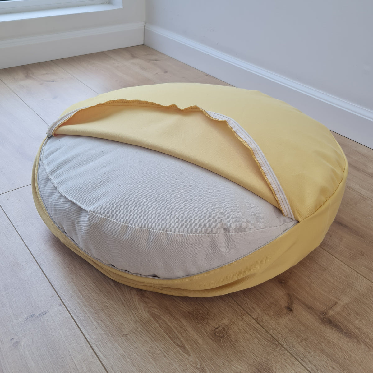 Round Hemp cotton cushion with removable cover Hemp fiber filling in cotton fabric with cotton cover Floor cushion custom made size
