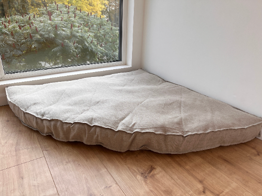 Hemp Reading nook cushion with removable cover Hemp fiber filler in cotton fabric with linen non-dyed cover/ Floor cushion custom made size