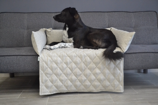 Organic HEMP 27"x20" (70x50cm) Dog protector mat bed on a sofa Natural non-dyed linen fabric filled organic HEMP Fiber - mat carpet