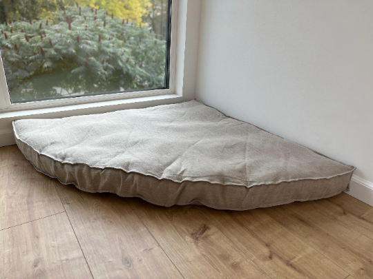 Hemp Reading nook cushion with removable cover Hemp fiber filler in cotton fabric with linen non-dyed cover/ Floor cushion custom made size