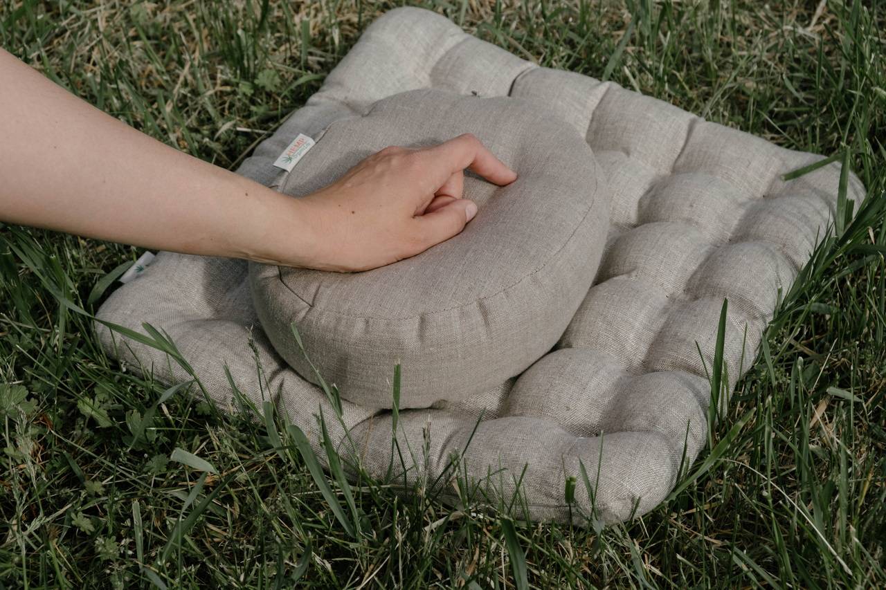 Linen Buckwheat floor cushion Zabuton Organic pillow buckwheat hulls / pillow seat/Meditation Yoga /Natural