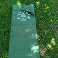 Toddler HEMP Linen Sleeping bag Green "Adventurer" School Nap Mat Kids organic Hemp Fiber Filling in Linen Fabric Blanket Hand Made