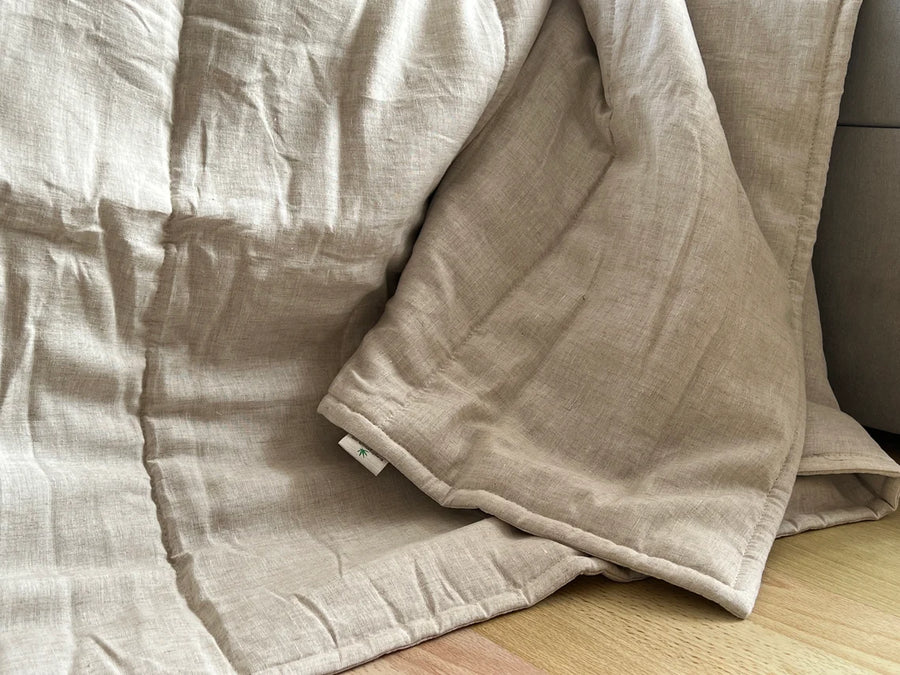 Natural Hemp Blanket 55" x 81" (140x200 cm) filler organic Hemp fiber in Hemp not dyed fabric Custom size Gift for Valentine's Day