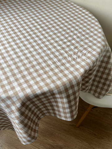 Linen tablecloth in square pattern. Size 45"x57" natural linen fabric. Natural dinning tablecloth