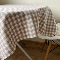 Linen tablecloth in square pattern. Size 45"x57" natural linen fabric. Natural dinning tablecloth