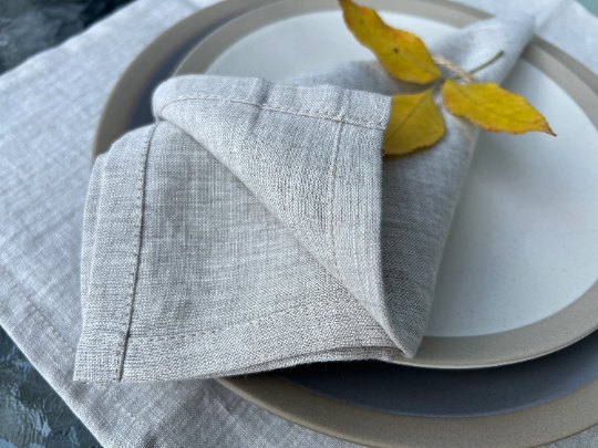 Fall Linen napkins Natural non-dyed Custom order napkins, Cloth napkins set, Fabric napkins wedding bulk, Table linens