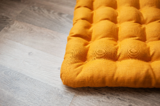 Kids Zabuton Mat Linen Floor Cushion with Buckwheat hulls 23"x35"/ Meditation cushion for Yoga studio/ Massage Natural Pillow seat