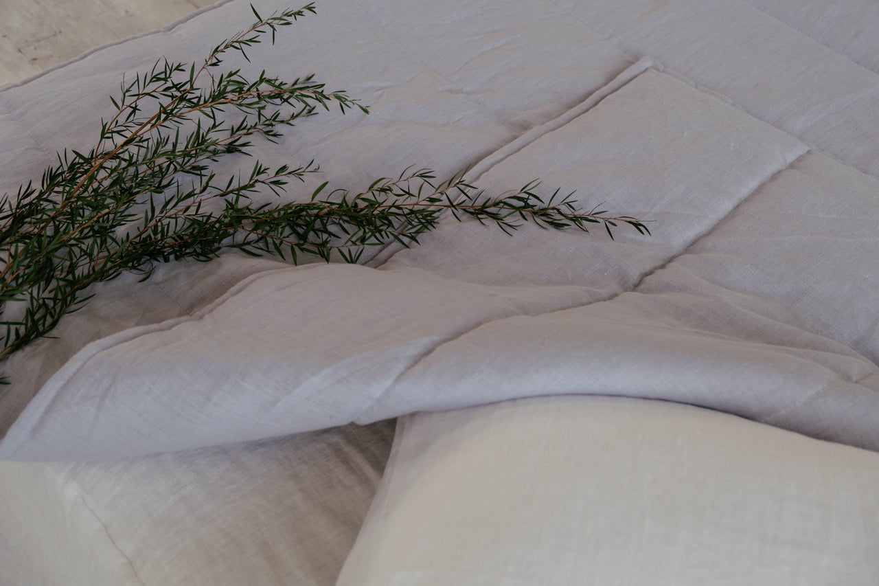 HEMP Linen blanket organic Hemp fiber filling in Natural Linen Fabric Full Twin Queen custom size cozy organic quilted blanket