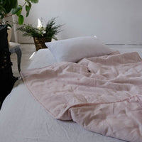 HEMP Linen Blanket organic Hemp fiber filling in Natural Linen Fabric Full Twin custom size cozy organic hand made Quilted blanket