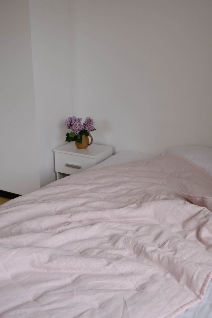 47" x 51" (120 x 130 cm) HEMP Linen Blanket Quilt Linen Fabric filled organic Hemp Fiber Filler
