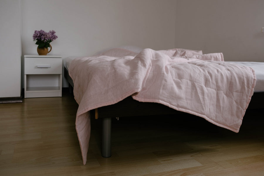 47" x 51" (120 x 130 cm) HEMP Linen Blanket Quilt Linen Fabric filled organic Hemp Fiber Filler