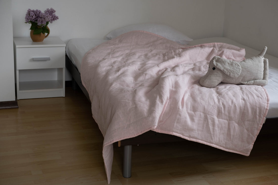 47" x 51" (120 x 130 cm) HEMP Linen Blanket Quilt Linen Fabric filled organic Hemp Fiber Filler